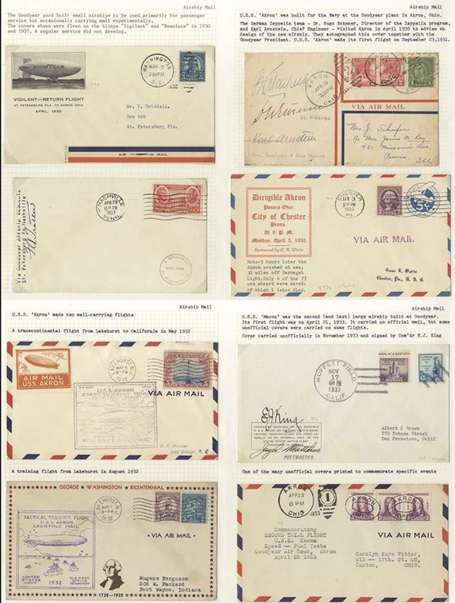 USA 1930-37 group of flown airship covers (8) on pages incl