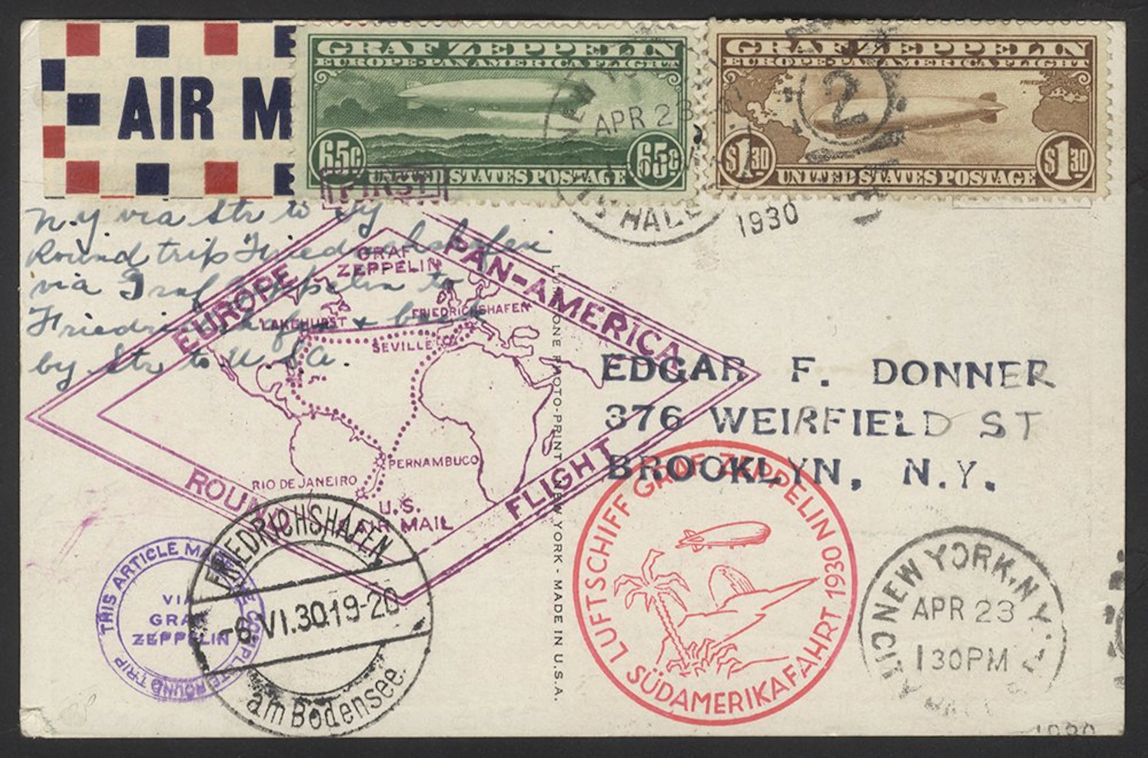 USA 1930 65c & $1.30 Zeppelins (Cat