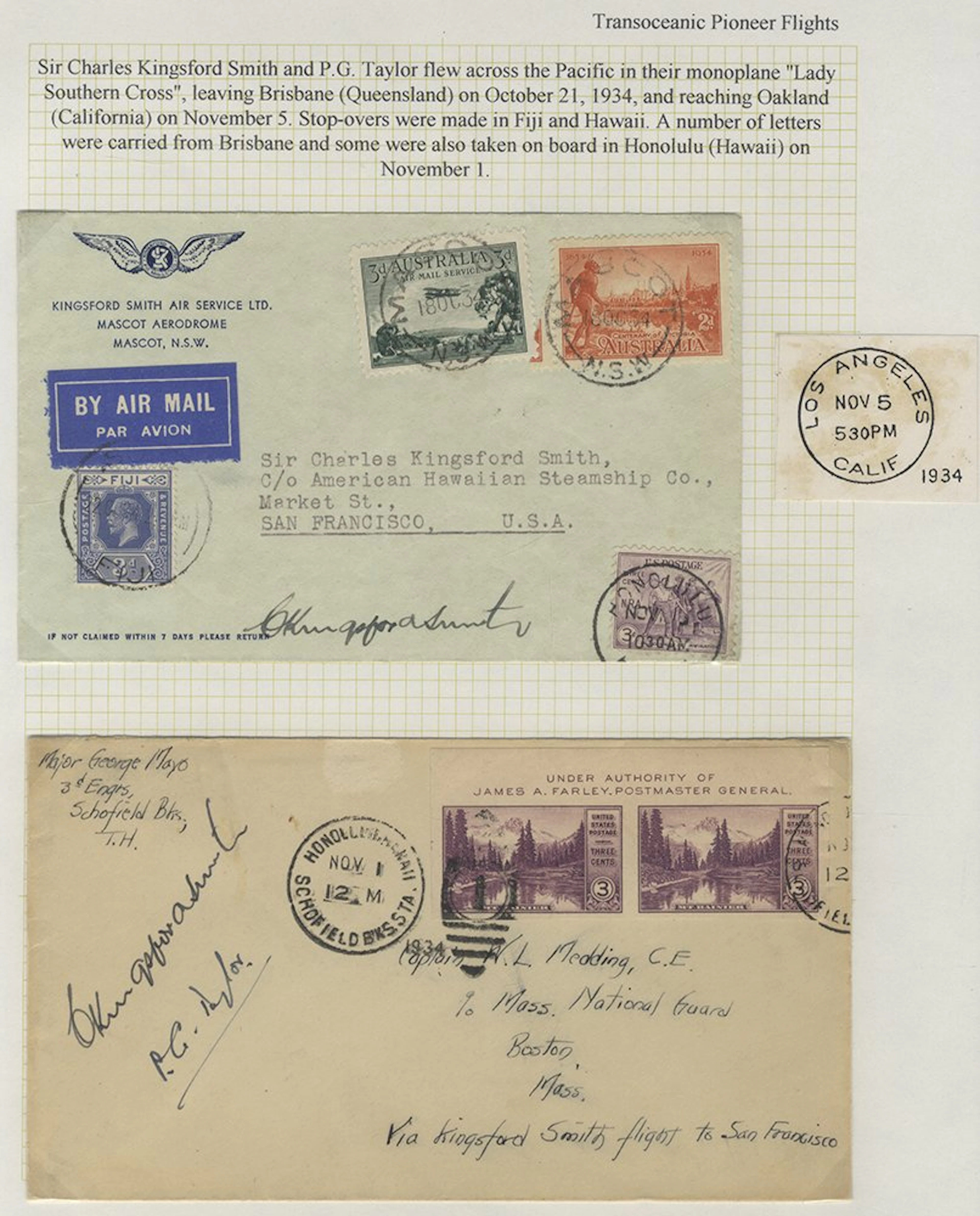 AUSTRALIA 1934 (Oct 21) Kingsford Smith Air Service Ltd