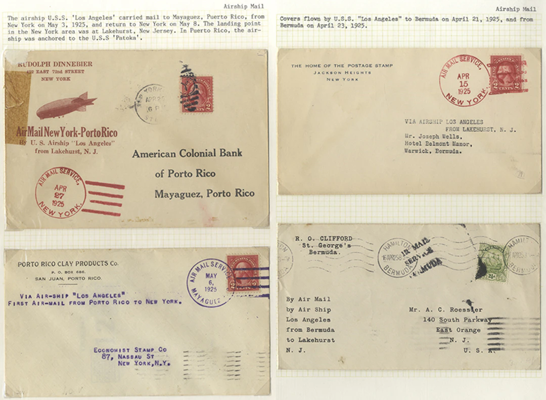 USA 1925 U.S.S 'Los Angeles' group of airship covers (4)...