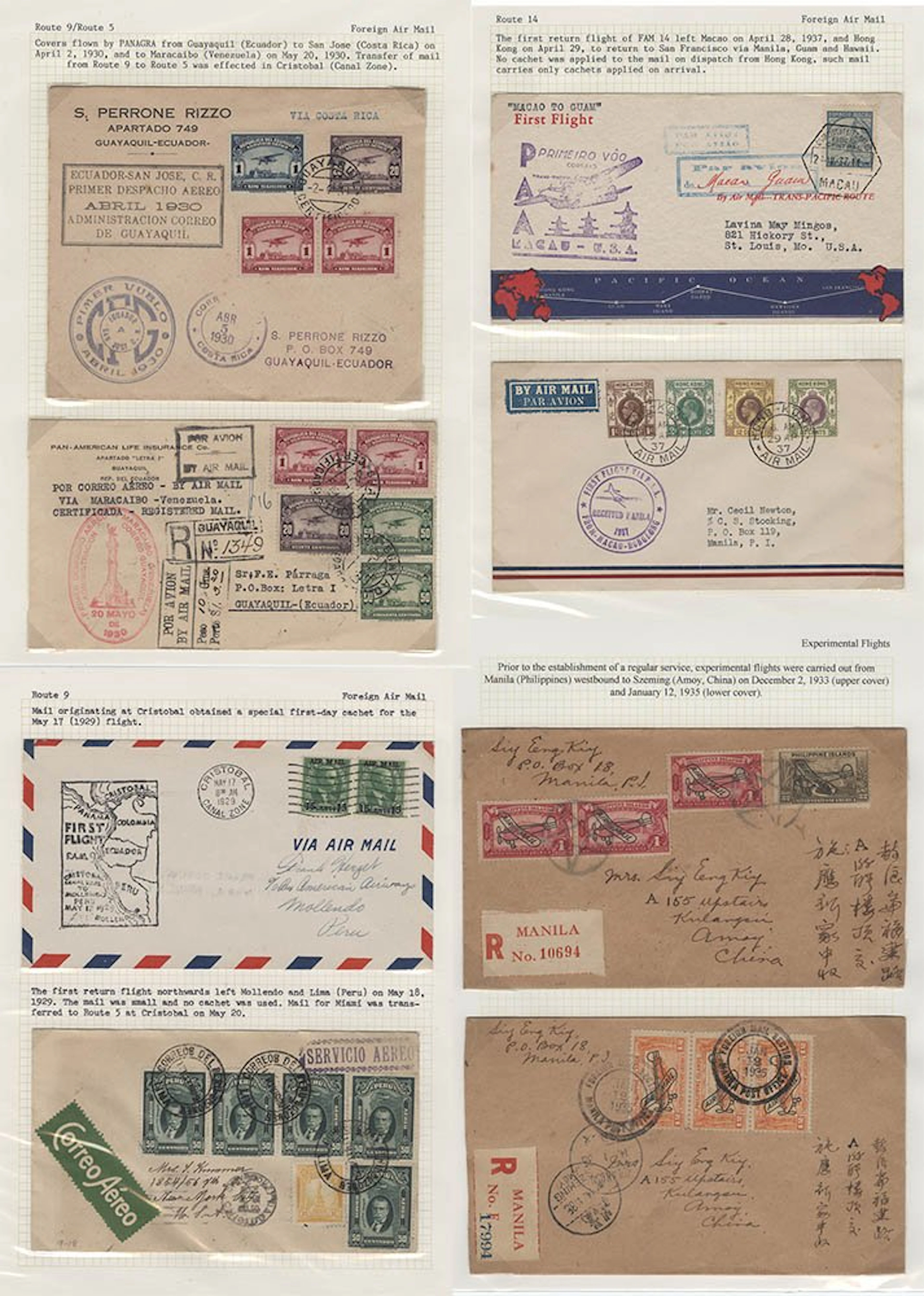 AIRMAILS collection of covers (46) written up on leaves