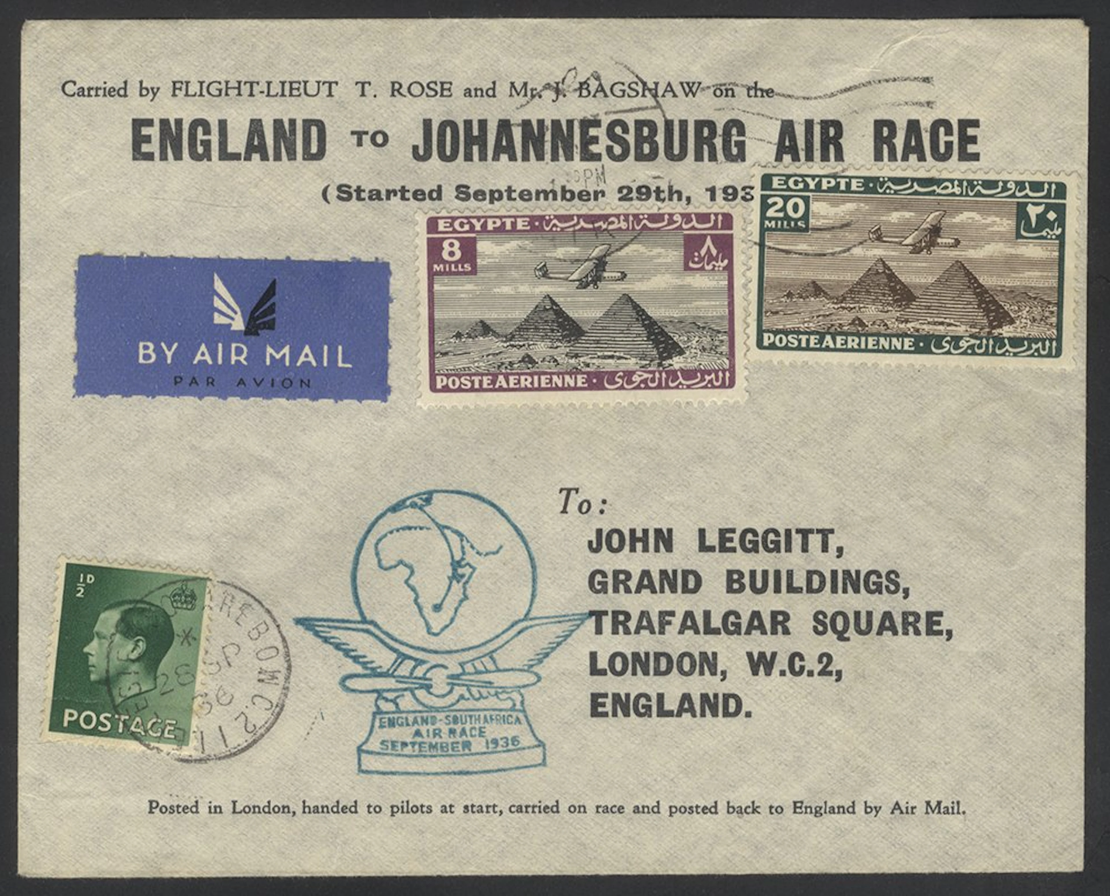 SOUTHERN AFRICA 1936 Schlesinger Air Race