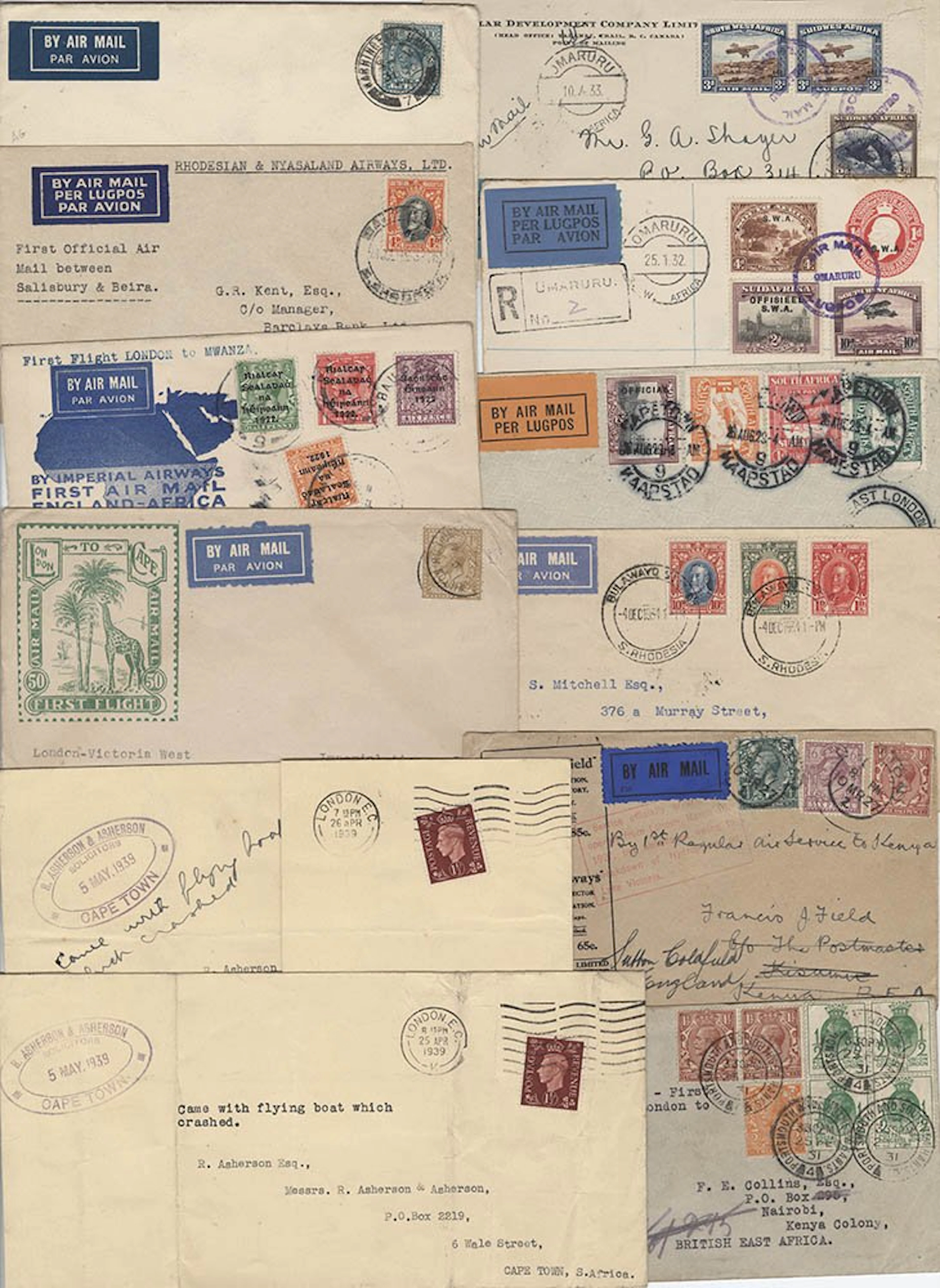 SOUTHERN AFRICA A residue collection in a cover album with covers from 1927-85