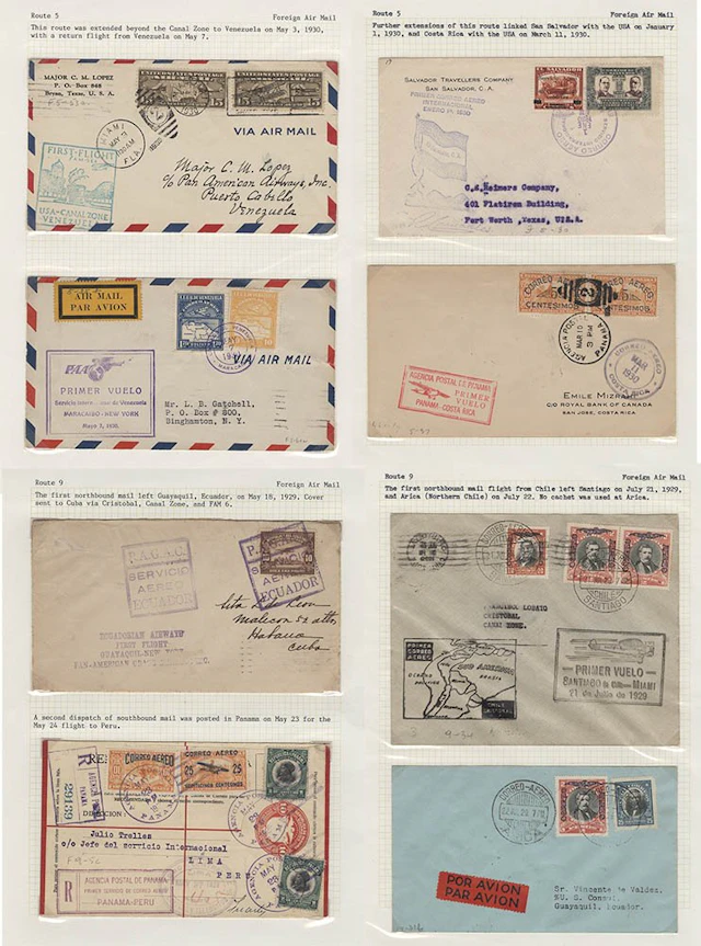 AIRMAILS collection of covers (36) written up on leaves