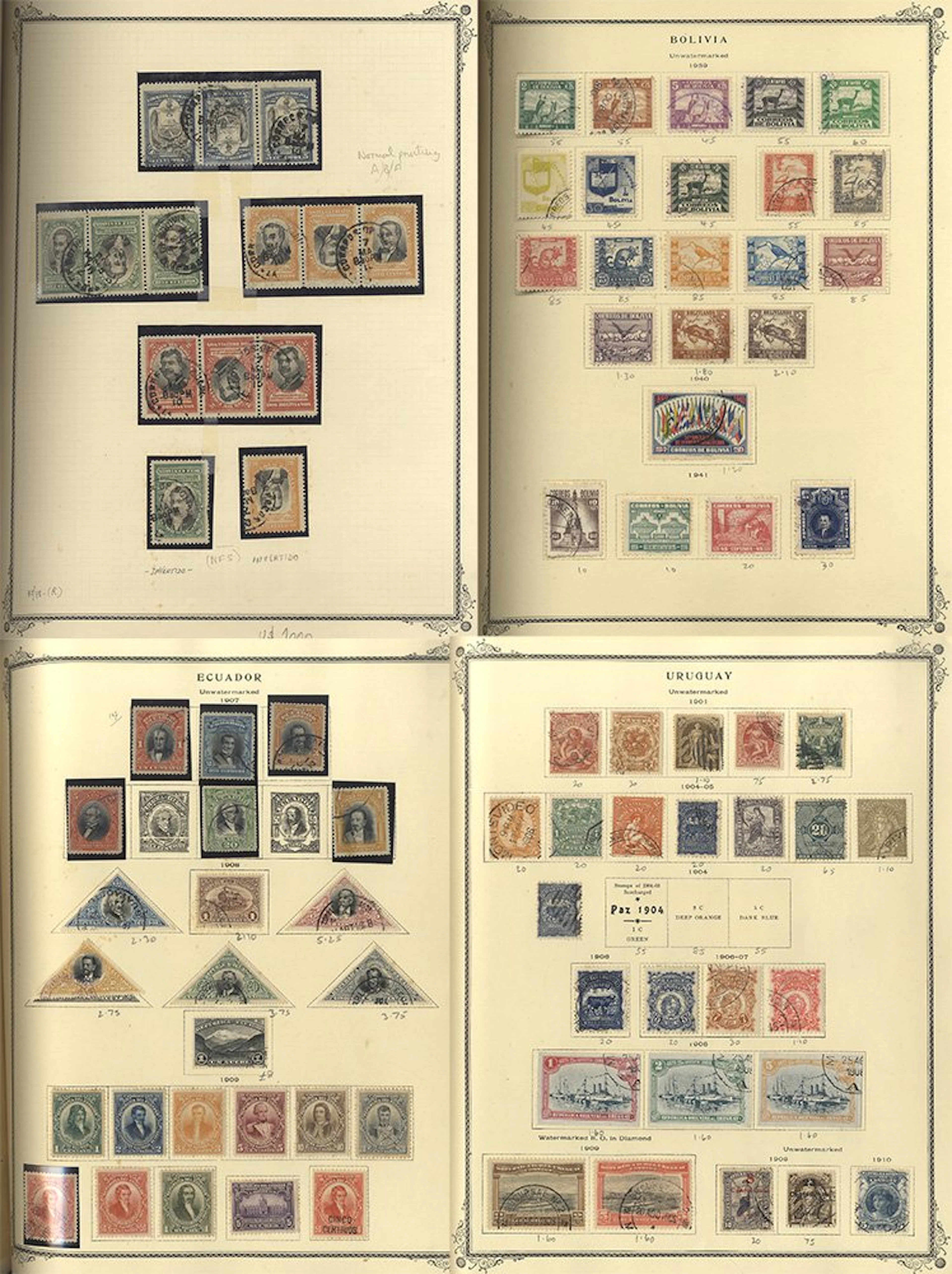 SOUTH AMERICA collection of mostly U in a Scott printed album (cover missing)