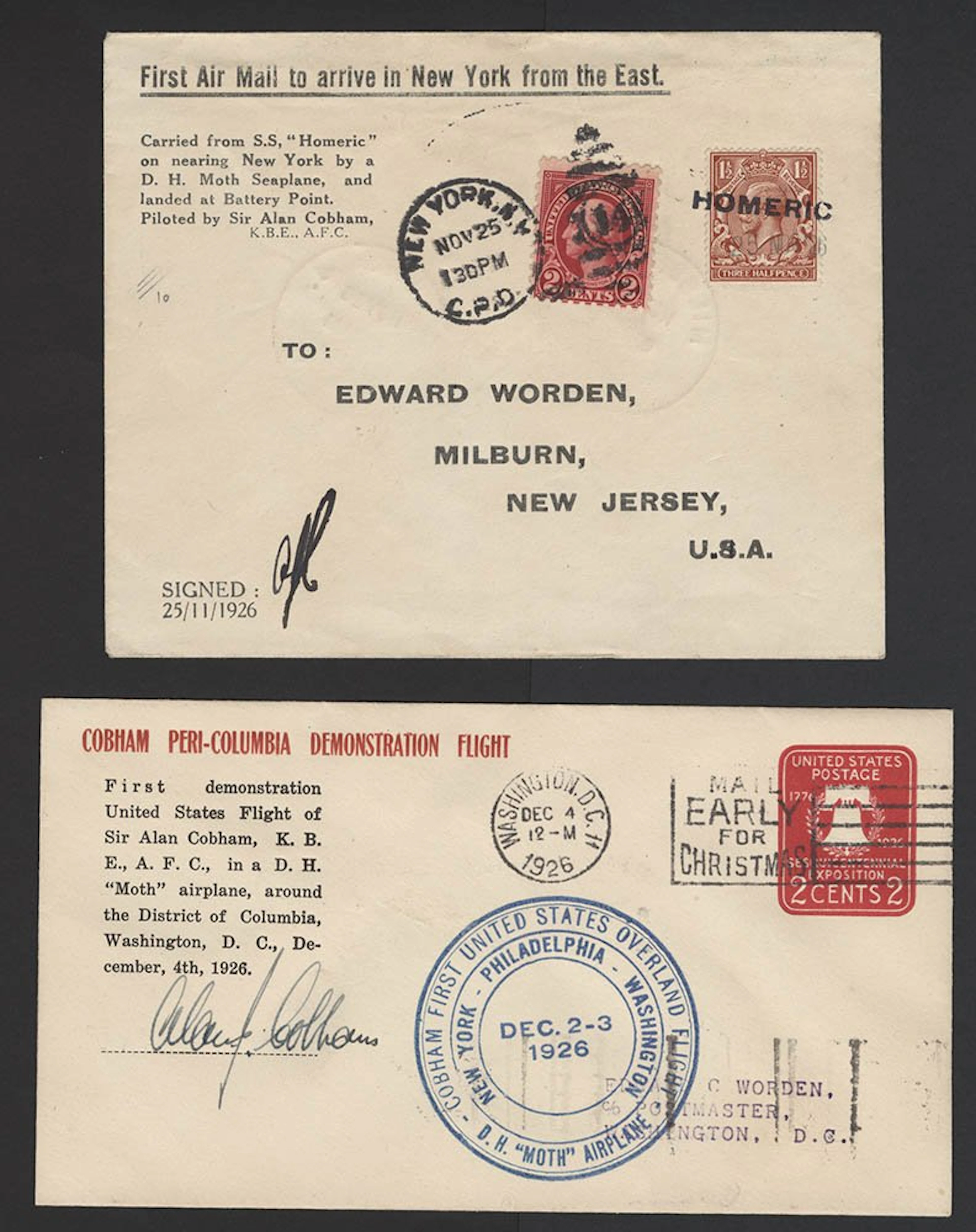 USA 1926 (Nov 25) Alan Cobham first 'ship to shore'...