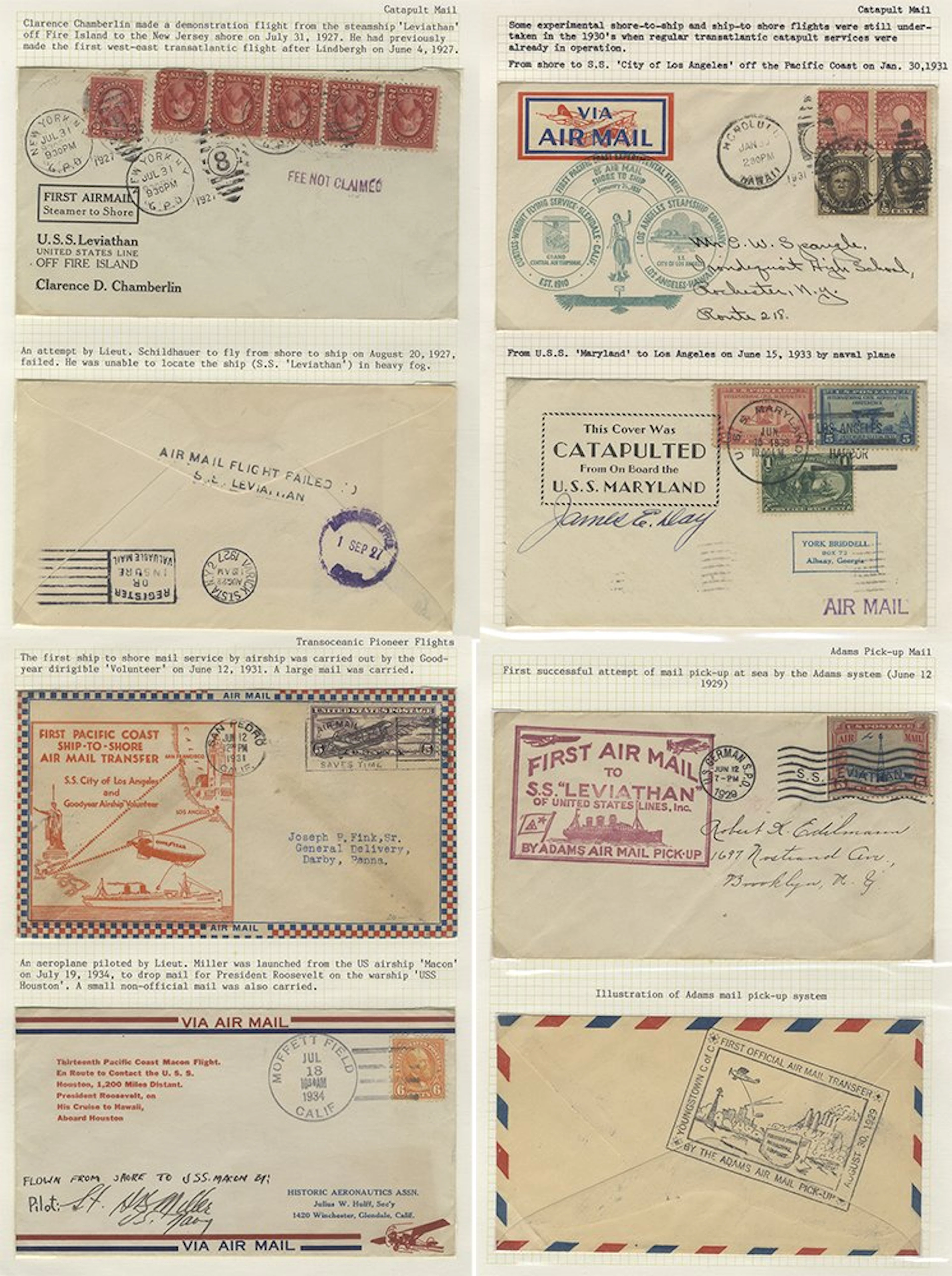 USA 1927-33 shore to ship group of covers (8) on pages...