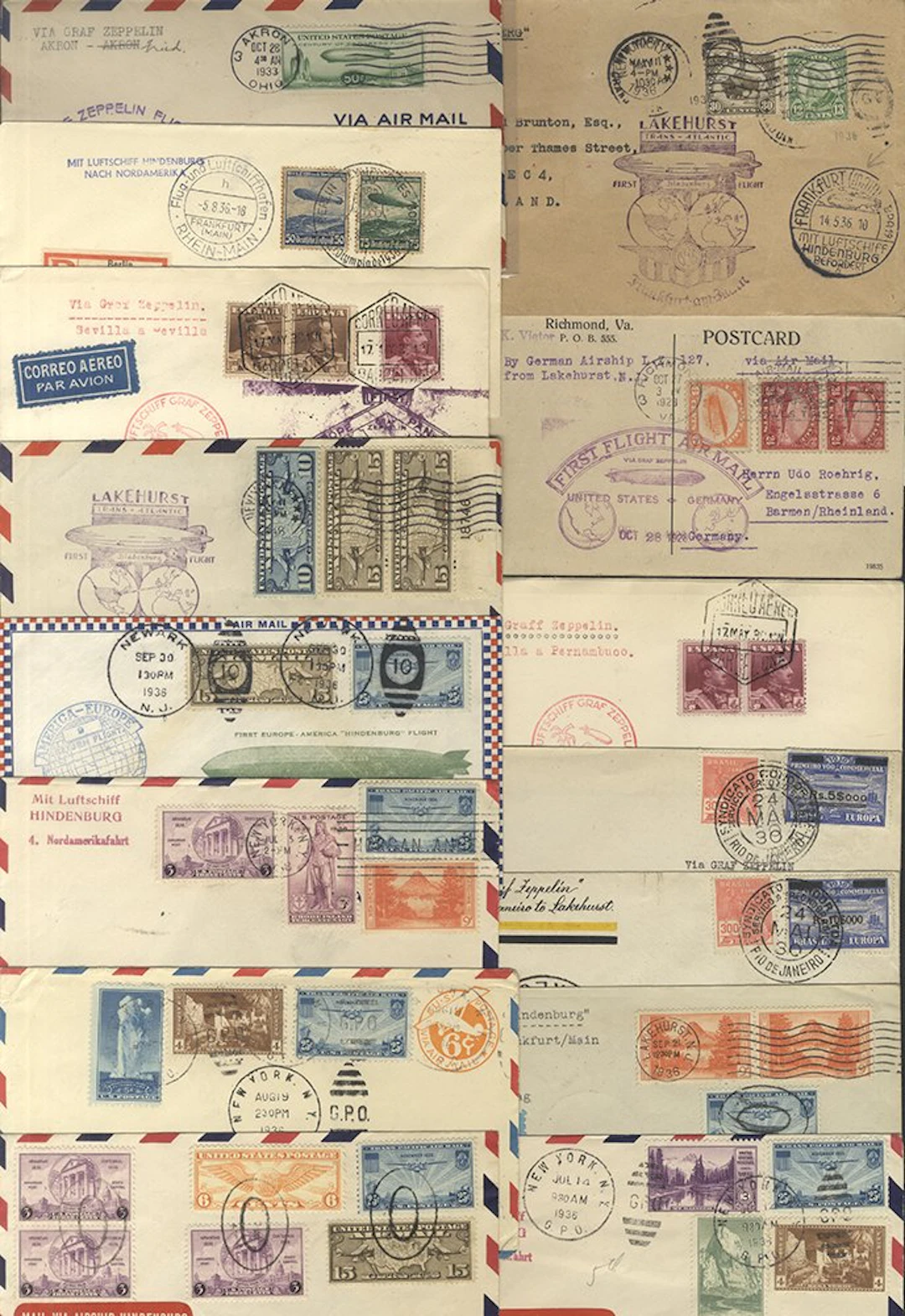 ZEPPELIN range of covers & cards (13) with USA 1929 (28...