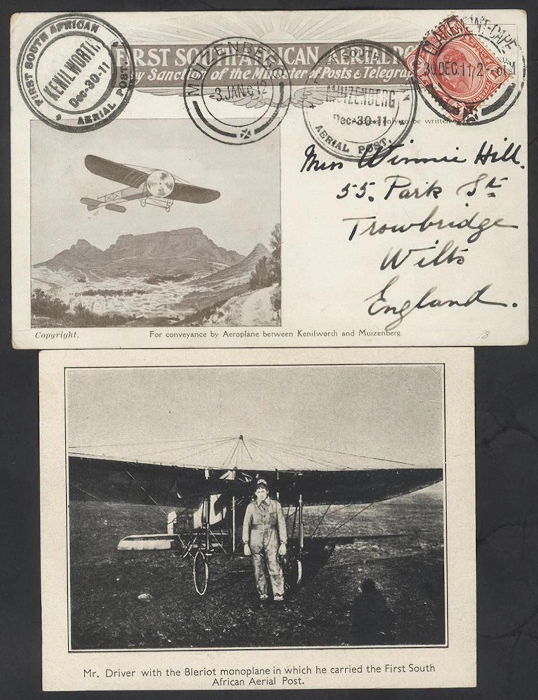 SOUTHERN AFRICA 1911 First South African Aerial Post