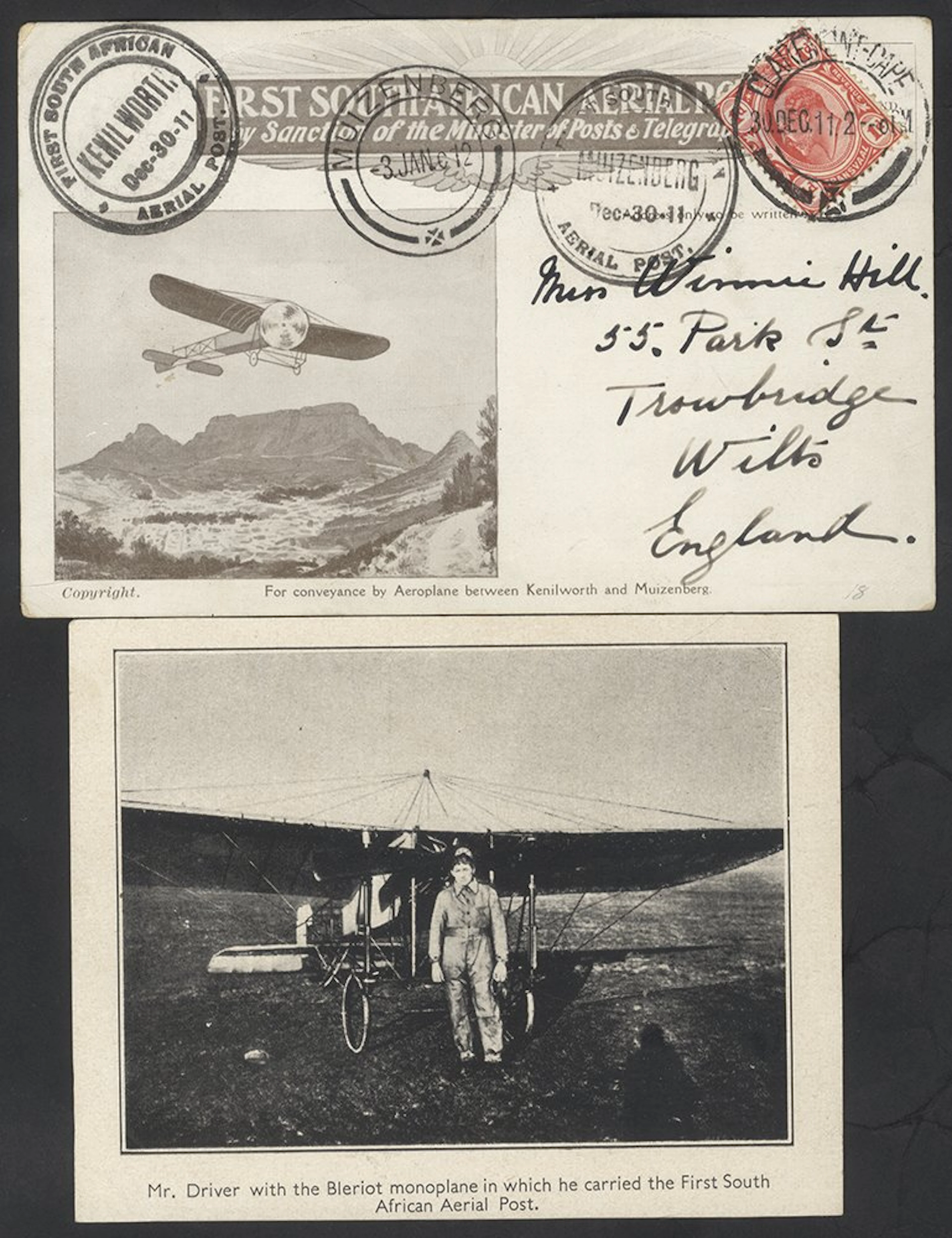 SOUTHERN AFRICA 1911 First South African Aerial Post