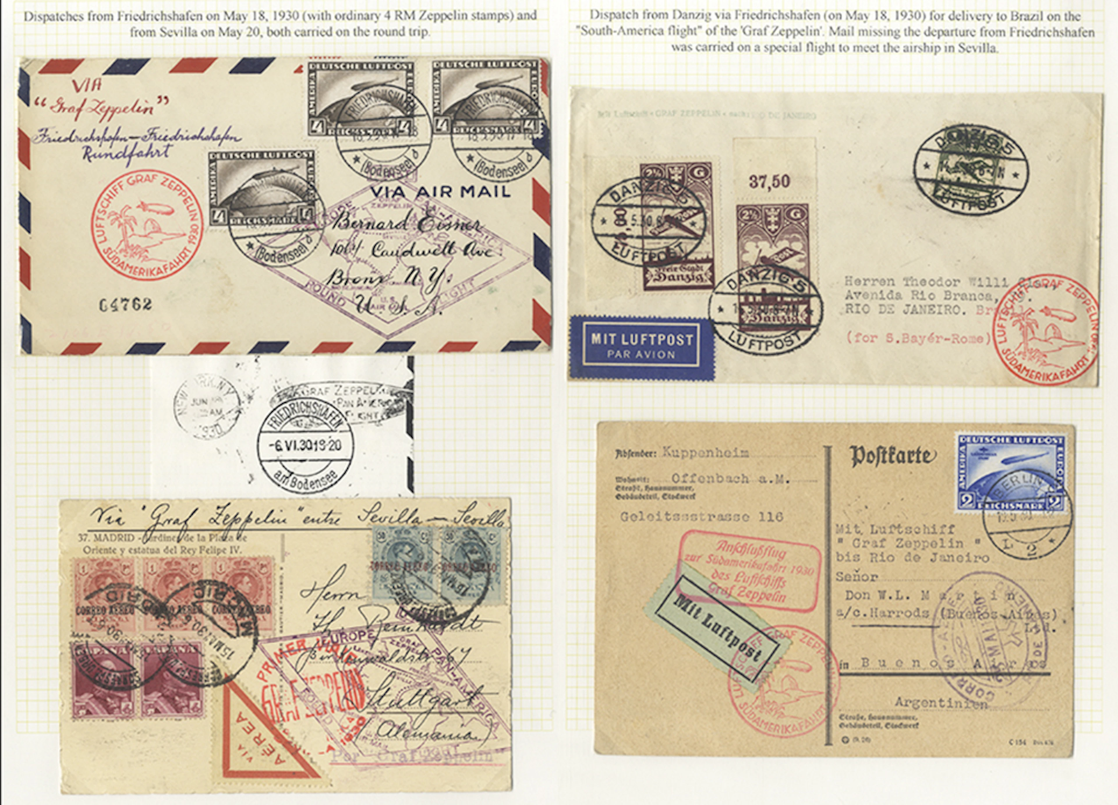 GERMANY 1930 South America Flight (May 18) cover with 4m...