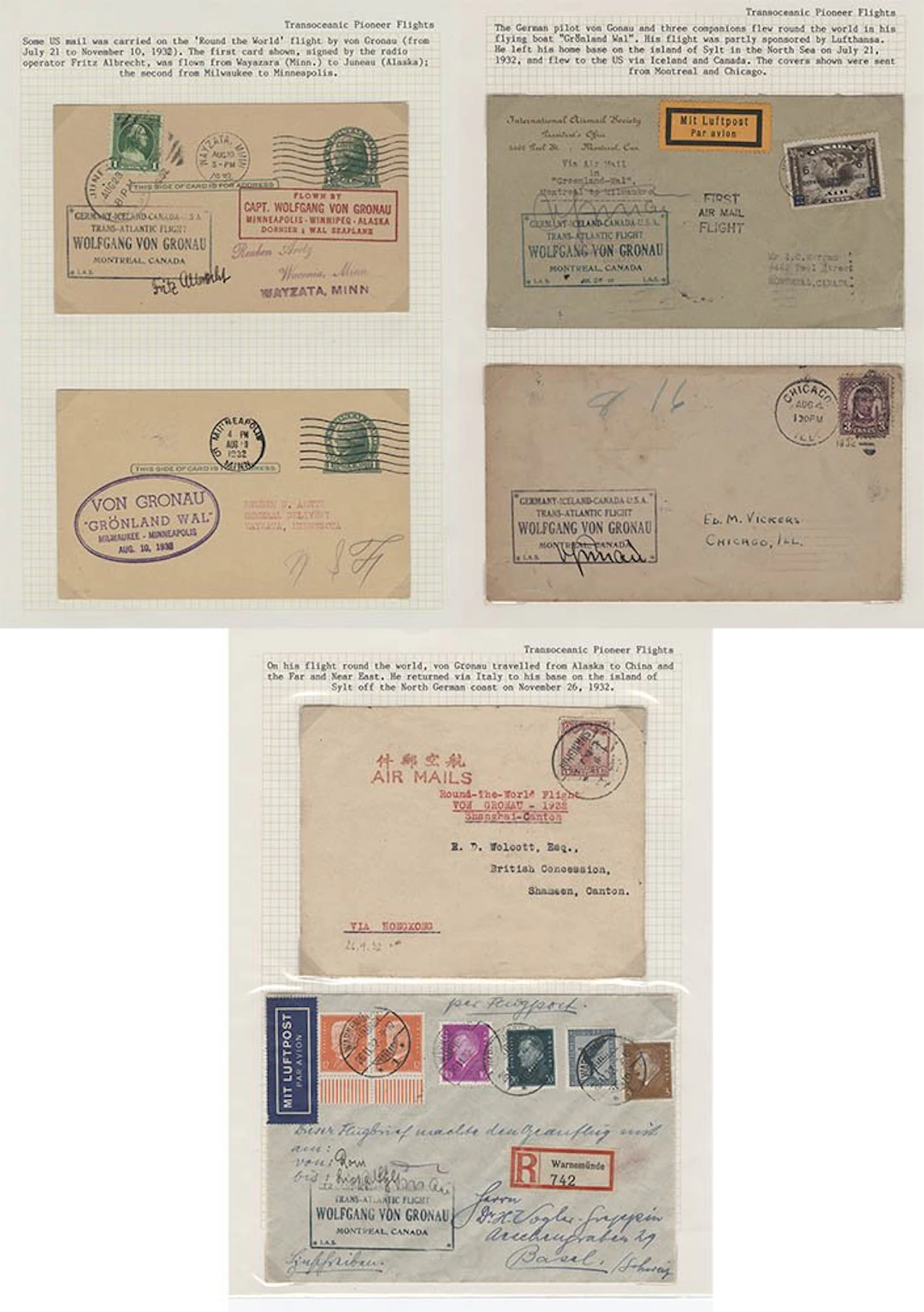USA 1932 Von Gronau round the world...