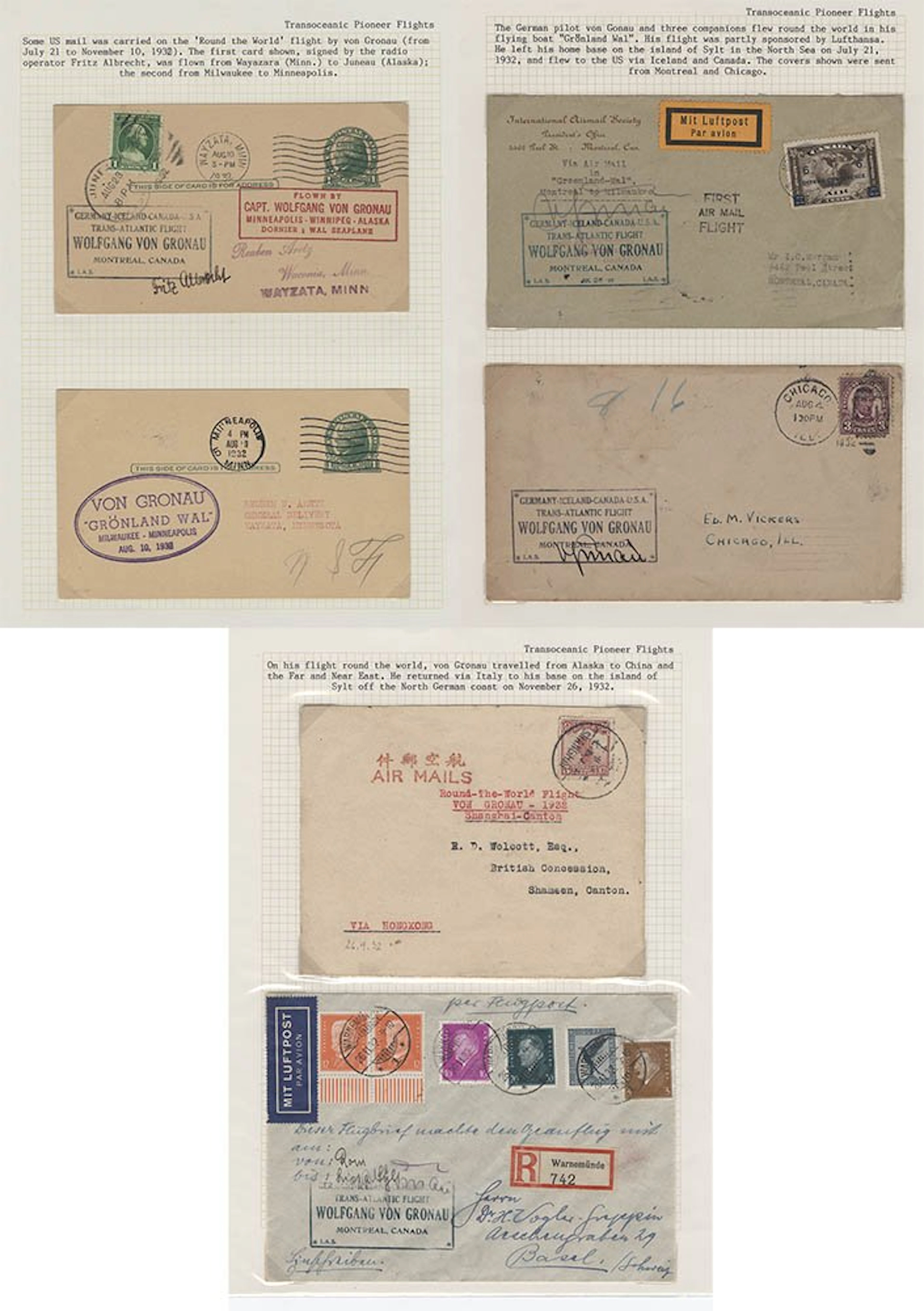 USA 1932 Von Gronau round the world...