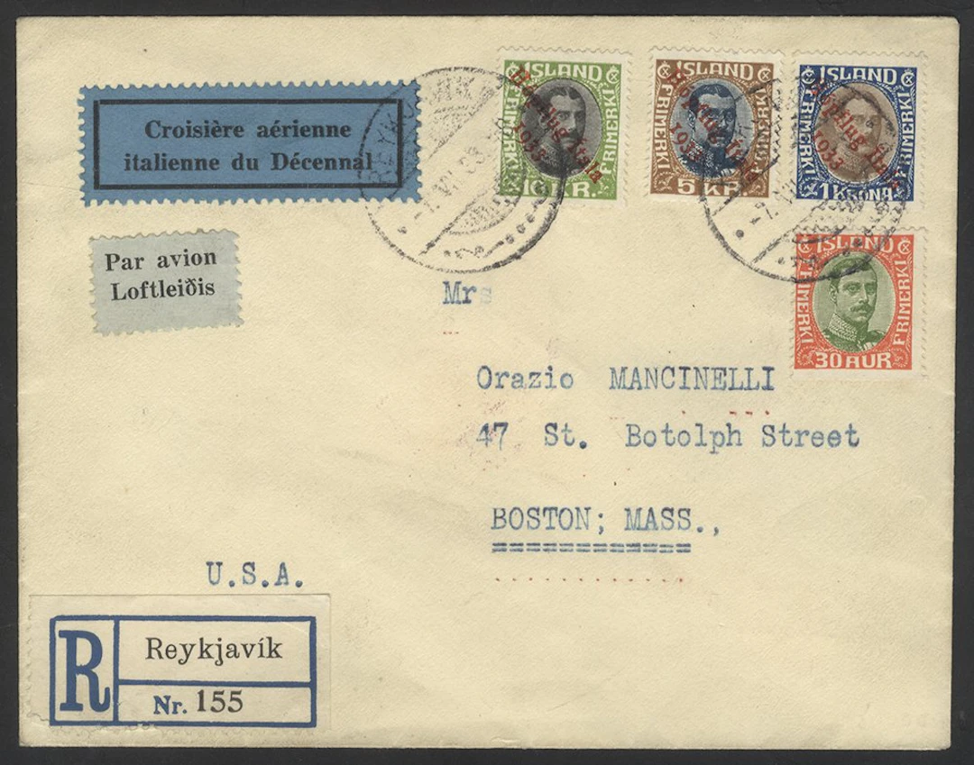 ICELAND 1933 'Hopflug Itala 1933' optd set of three (Cat