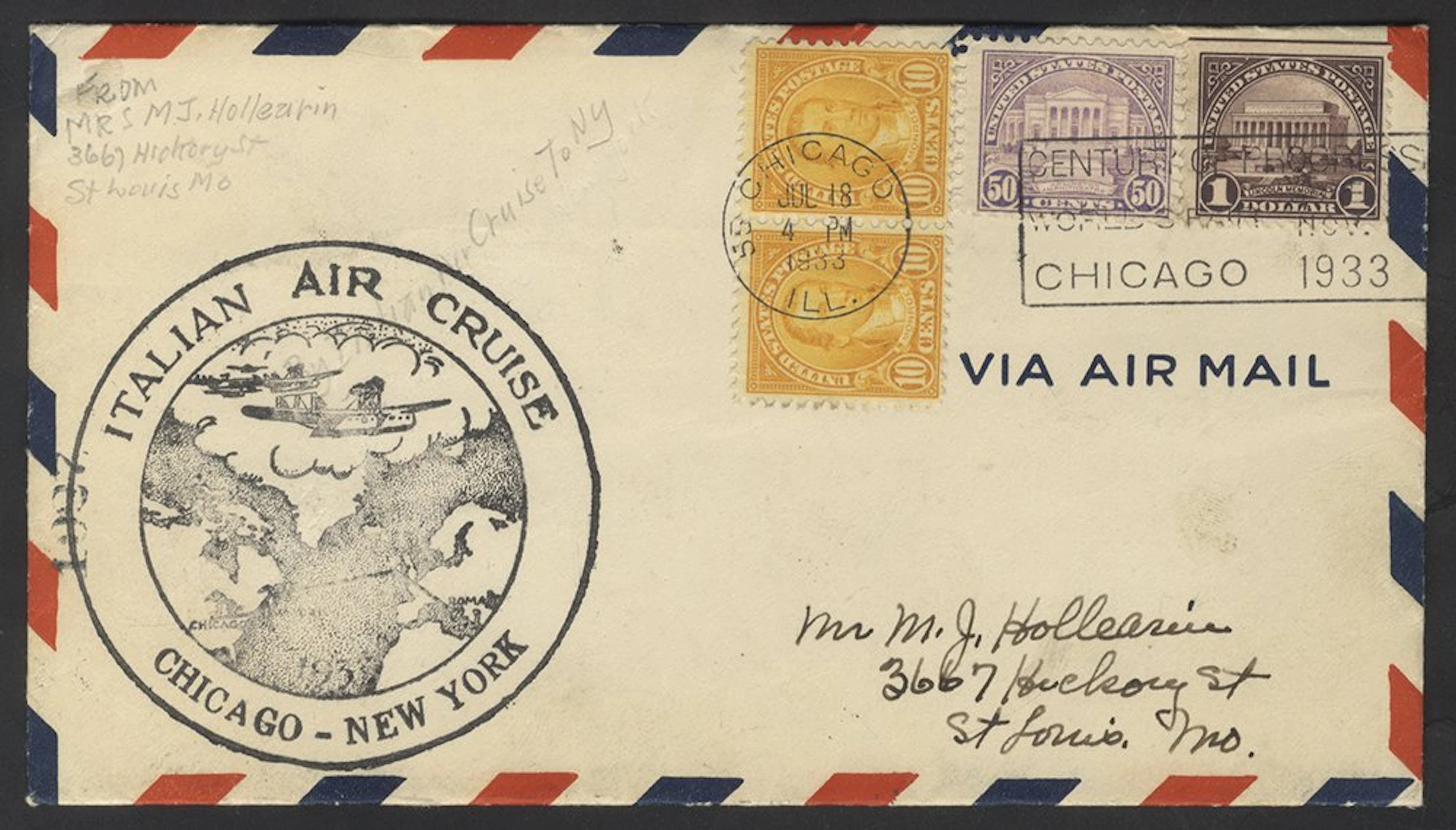 USA 1933 Italian Air Cruise Chicago - New York Balbo...