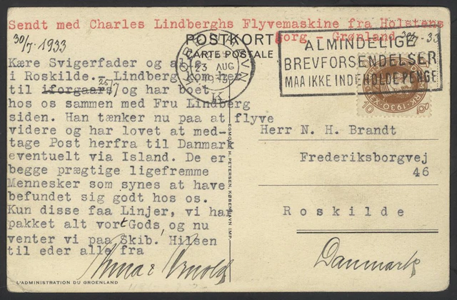 DENMARK 1933 (July 30) illustrated postcard (North...