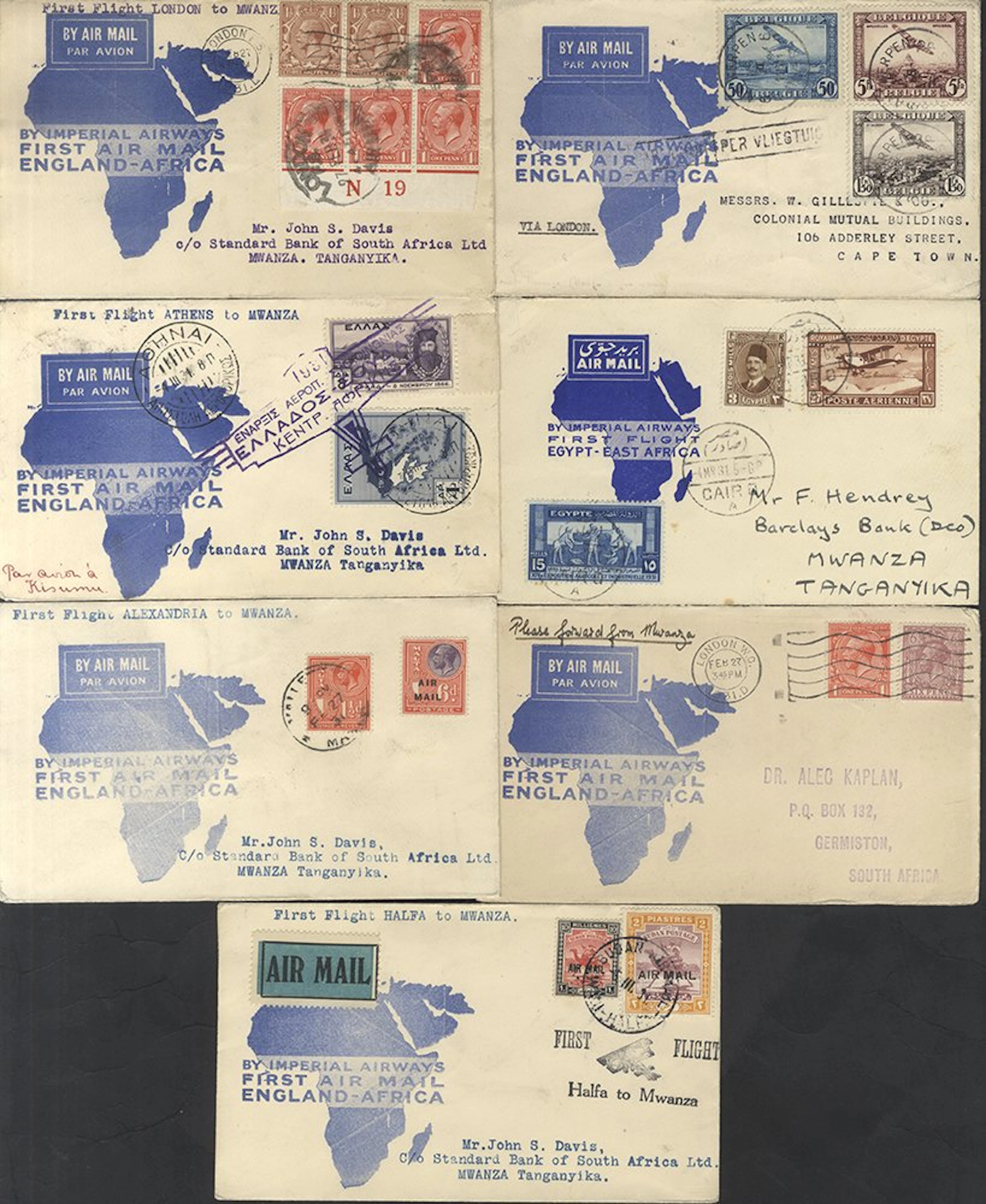 SOUTHERN AFRICA 1931 First Regular Air Mail by Imperial...