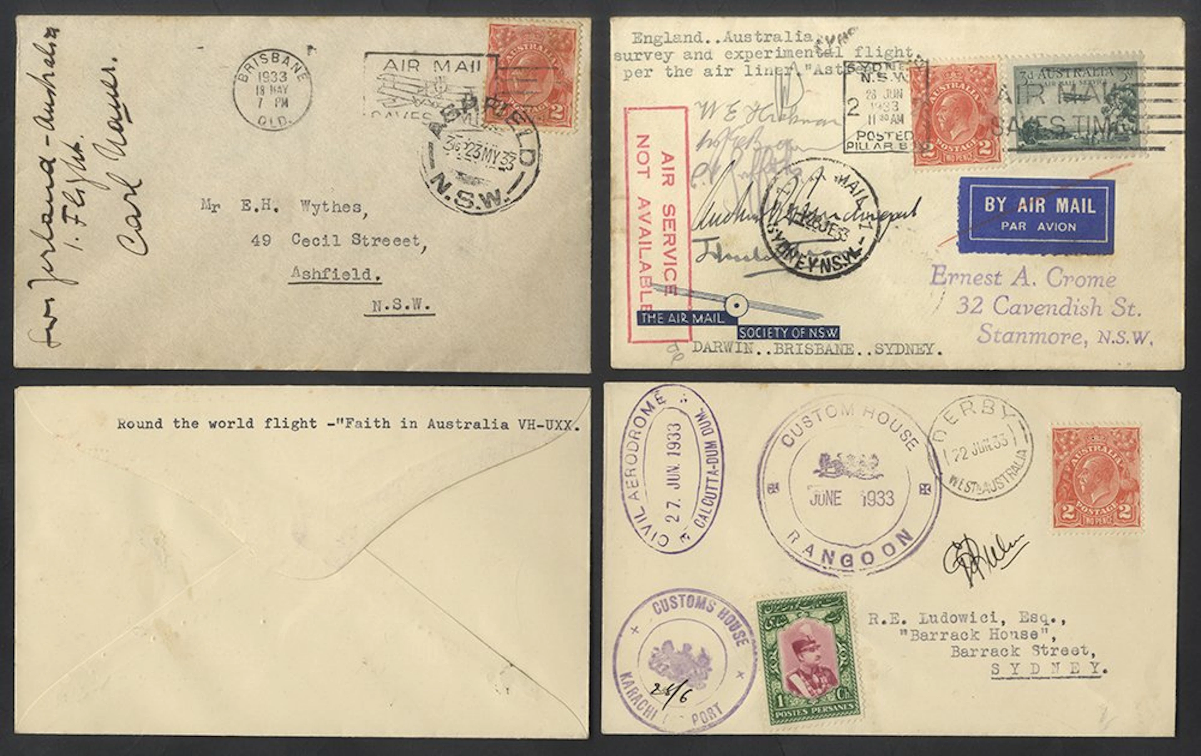 AUSTRALIA 1933 (May 29) Darwin - Brisbane - Sydney Survey...