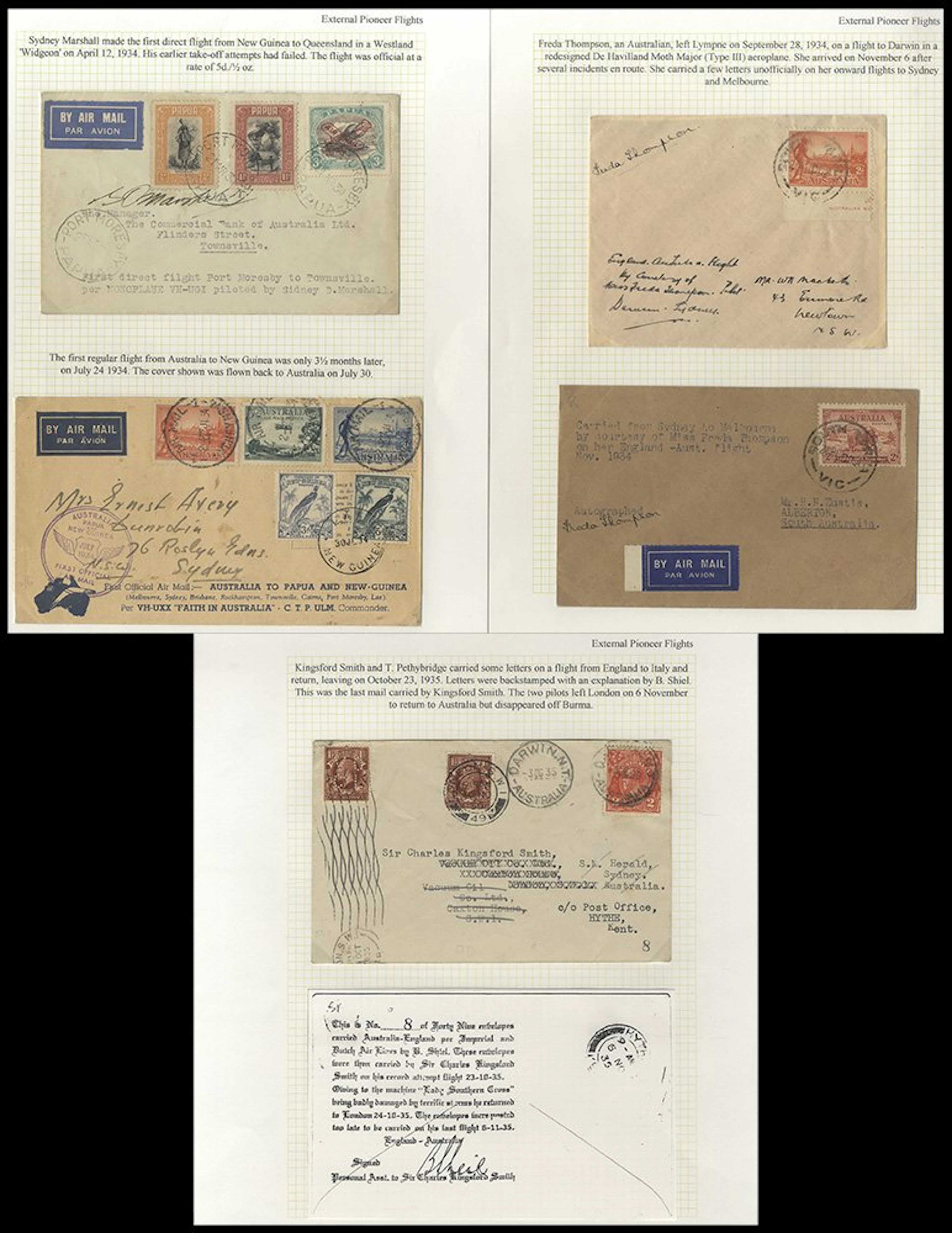 AUSTRALIA 1934 group of flight covers (5) with Sydney...