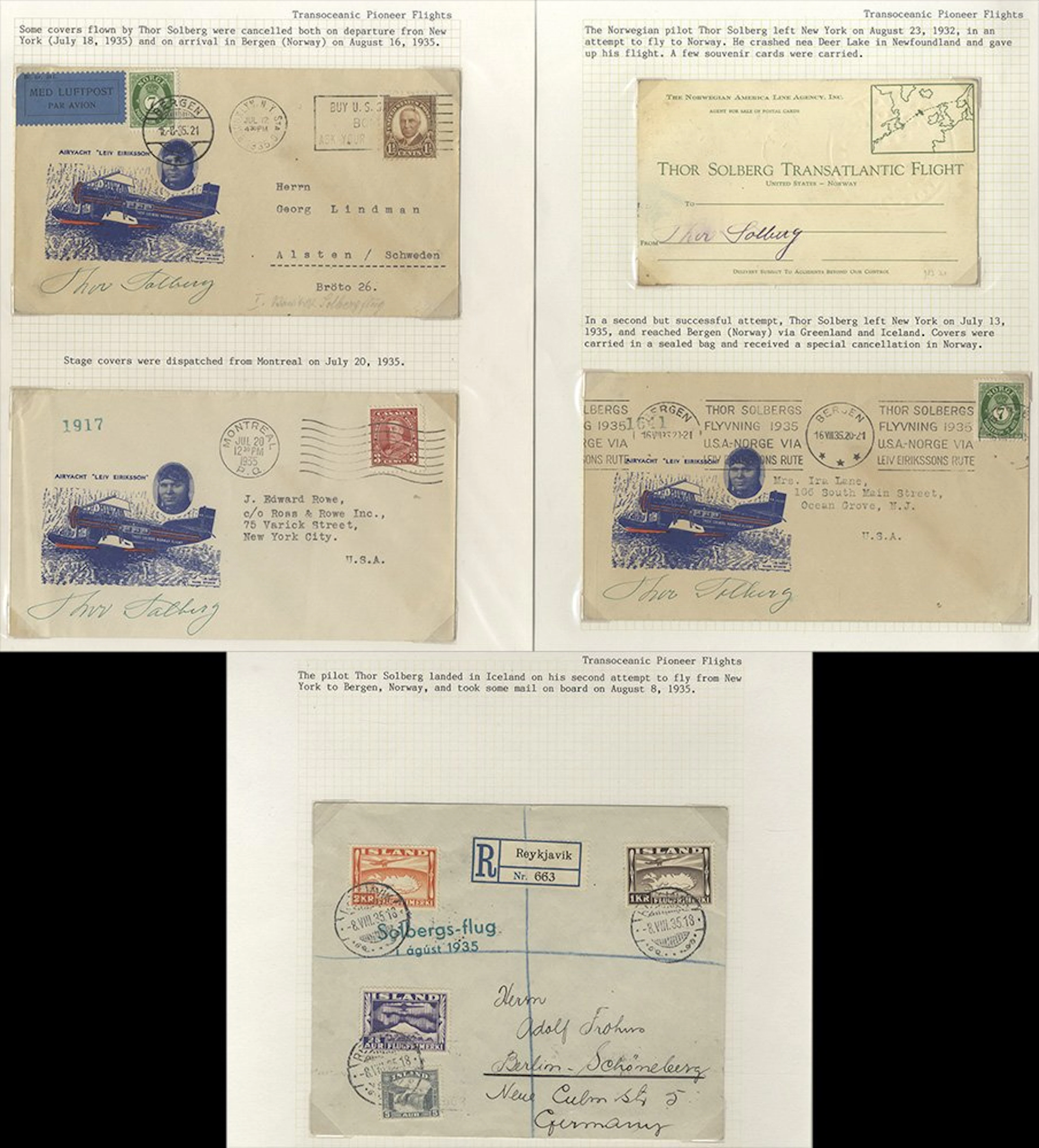 NORWAY Thor Solberg (pilot) group of commem covers (3)...