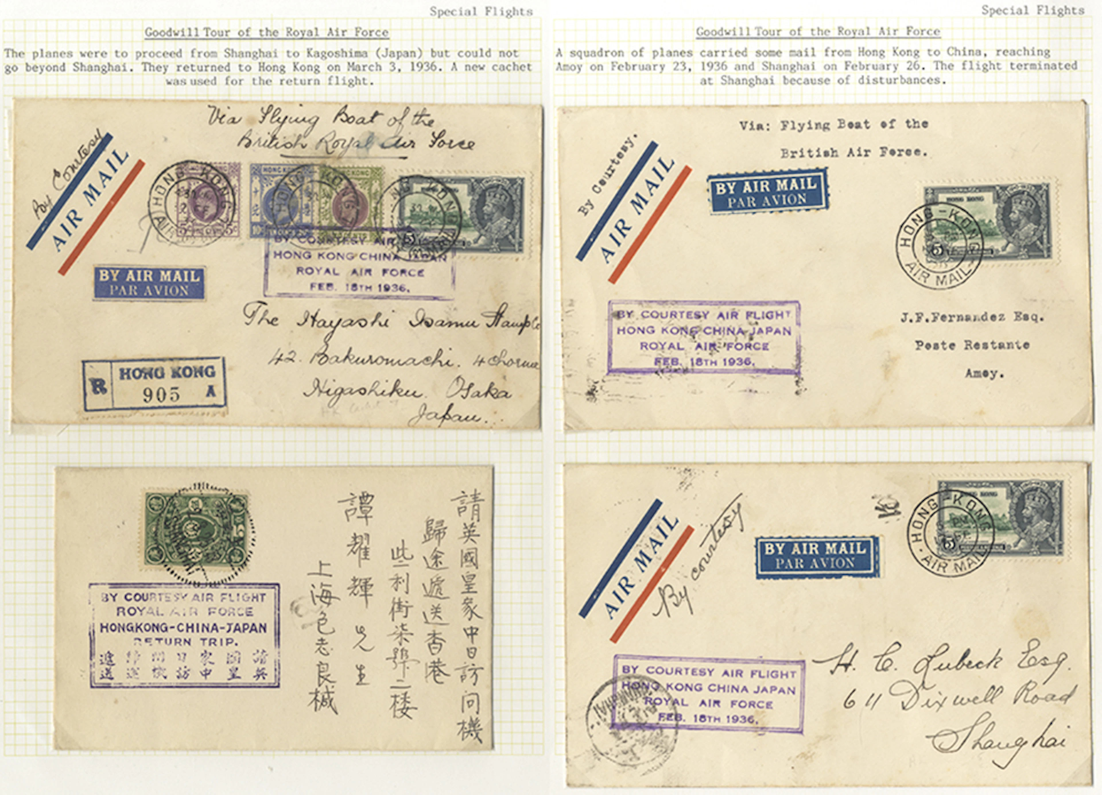 HONG KONG 1936 Goodwill Tour of the Royal Air Force group...