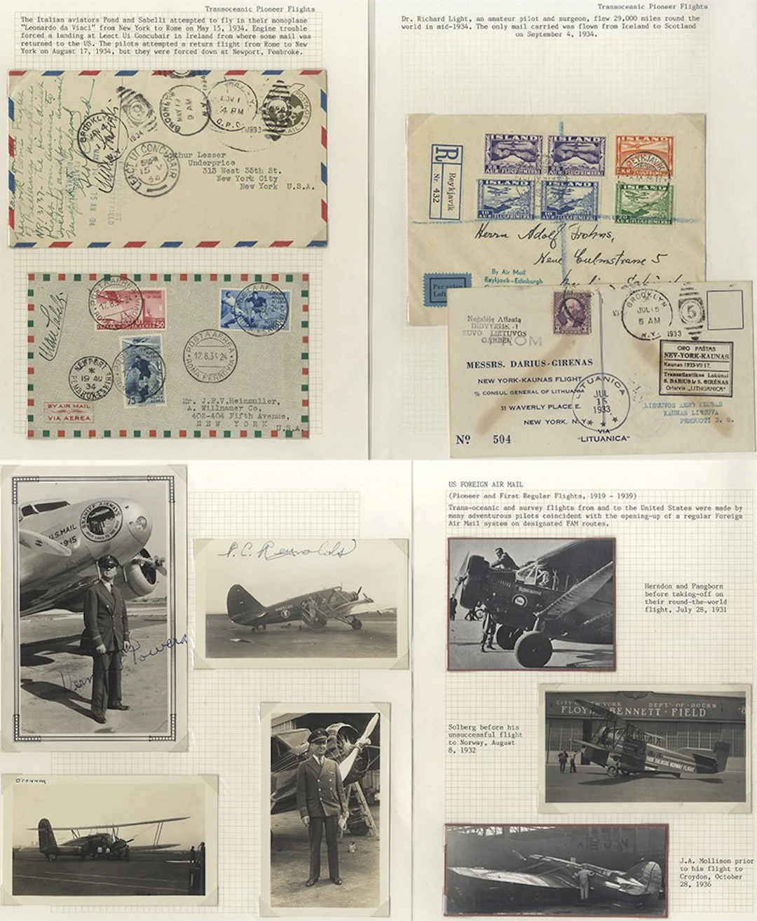 FIRST FLIGHTS group of covers (4) and a small group of photos of pilots