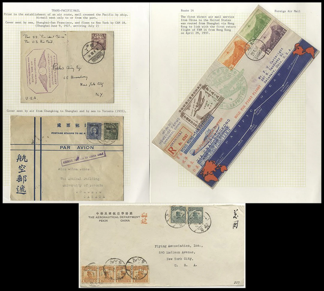 CHINA 1927-37 group of Trans-Pacific flight covers (4) incl