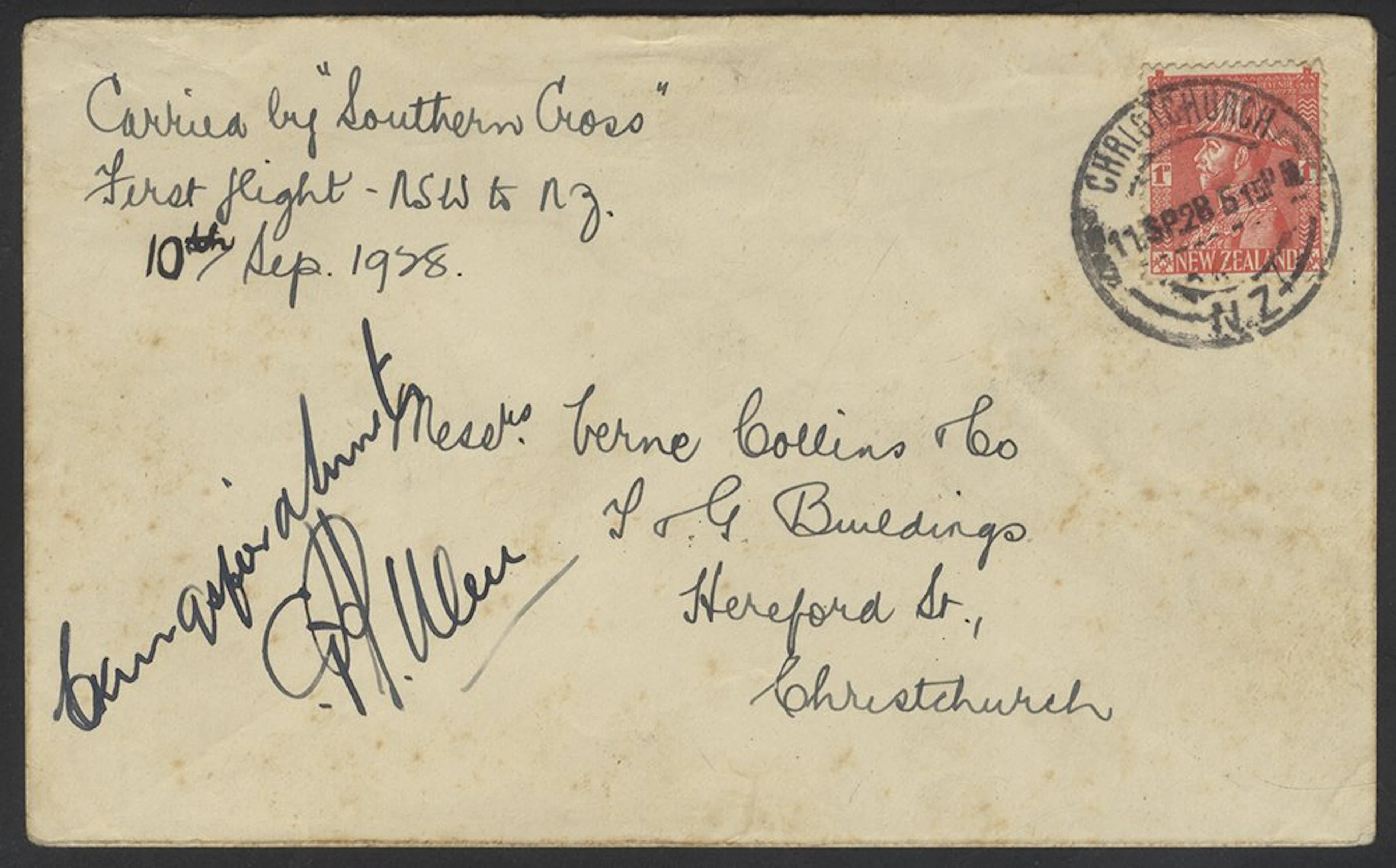 AUSTRALIA 1928 (Sep 10) Trans-Tasman Kingsford Smith...