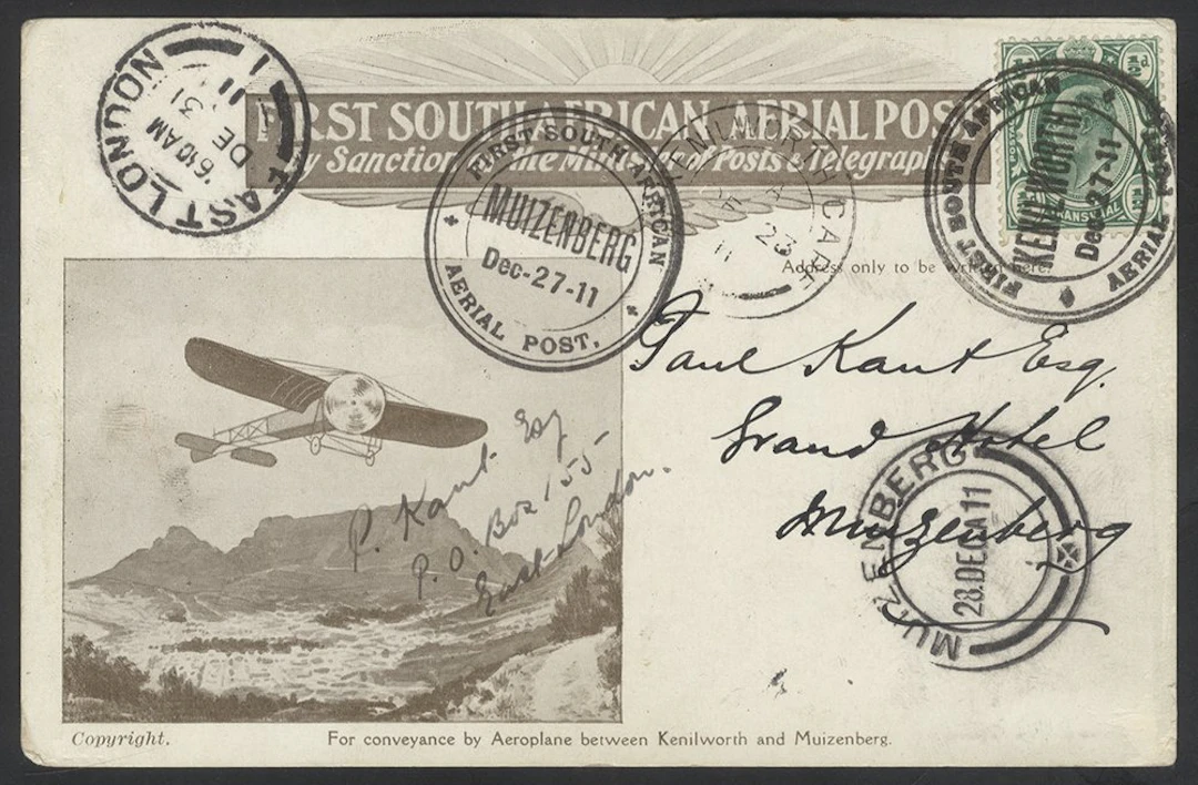 SOUTHERN AFRICA 1911 First South African Aerial Post