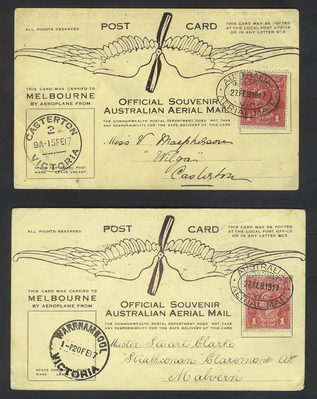 AUSTRALIA 1917 Official Souvenir Australian Aerial Mail...