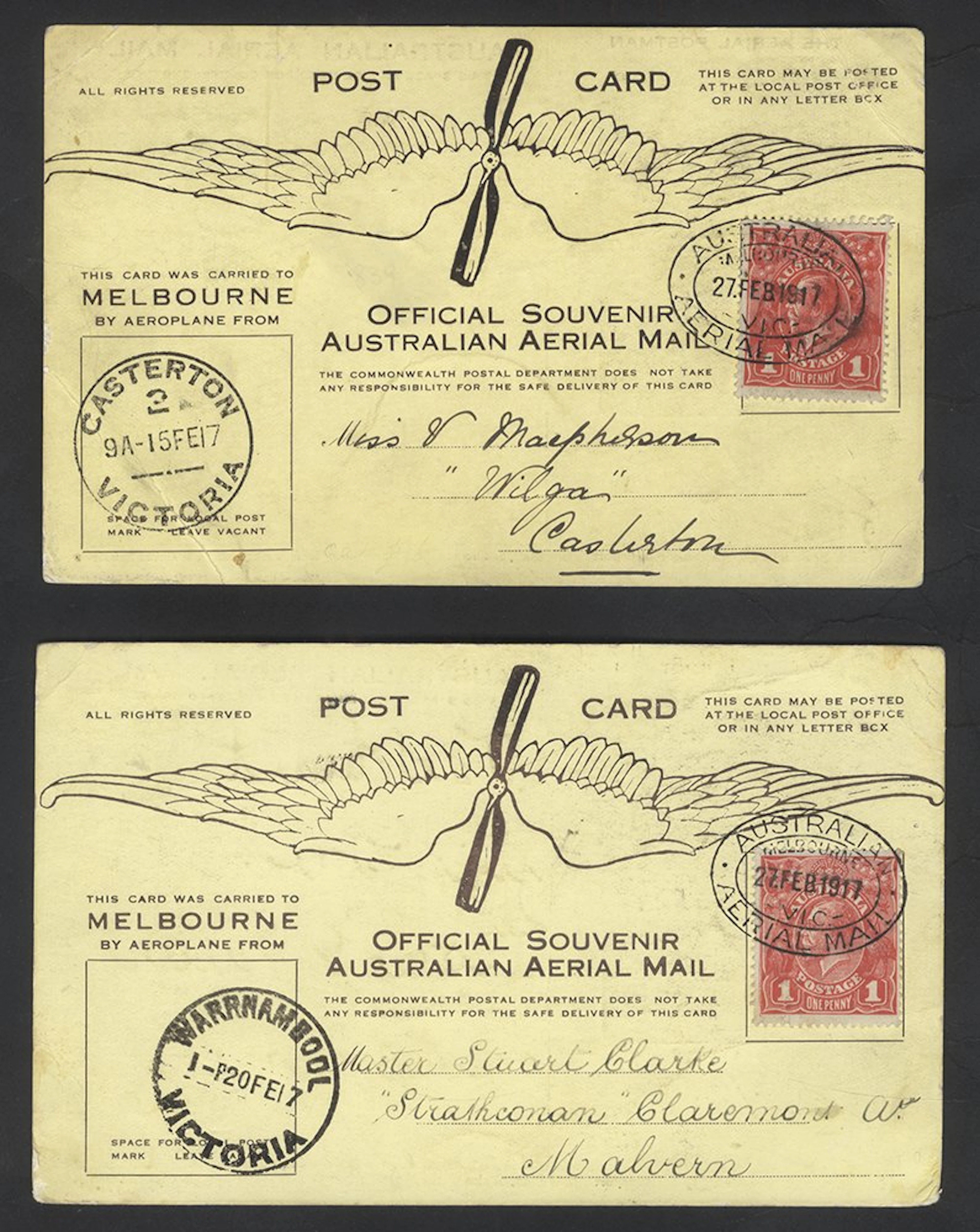 AUSTRALIA 1917 Official Souvenir Australian Aerial Mail...