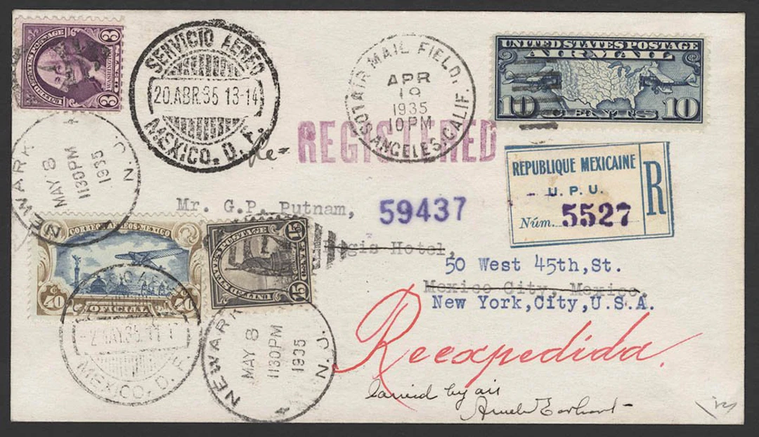 USA 1935 (April 19) Amelia Earhart cover flown on her...