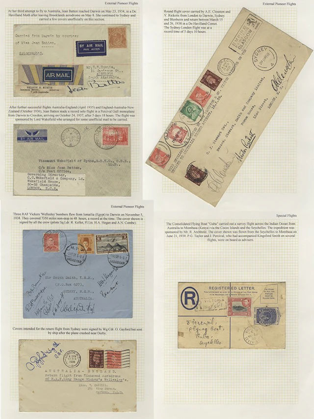 AUSTRALIA 1934-39 group of flight covers (6) written up...