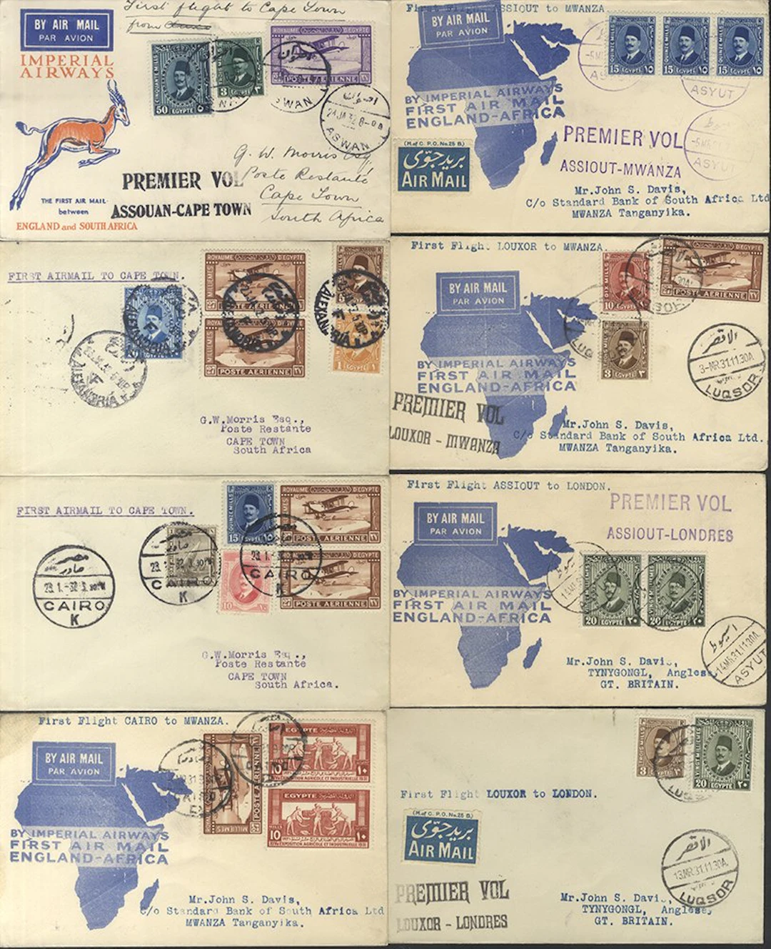 EGYPT eight first flight covers incl