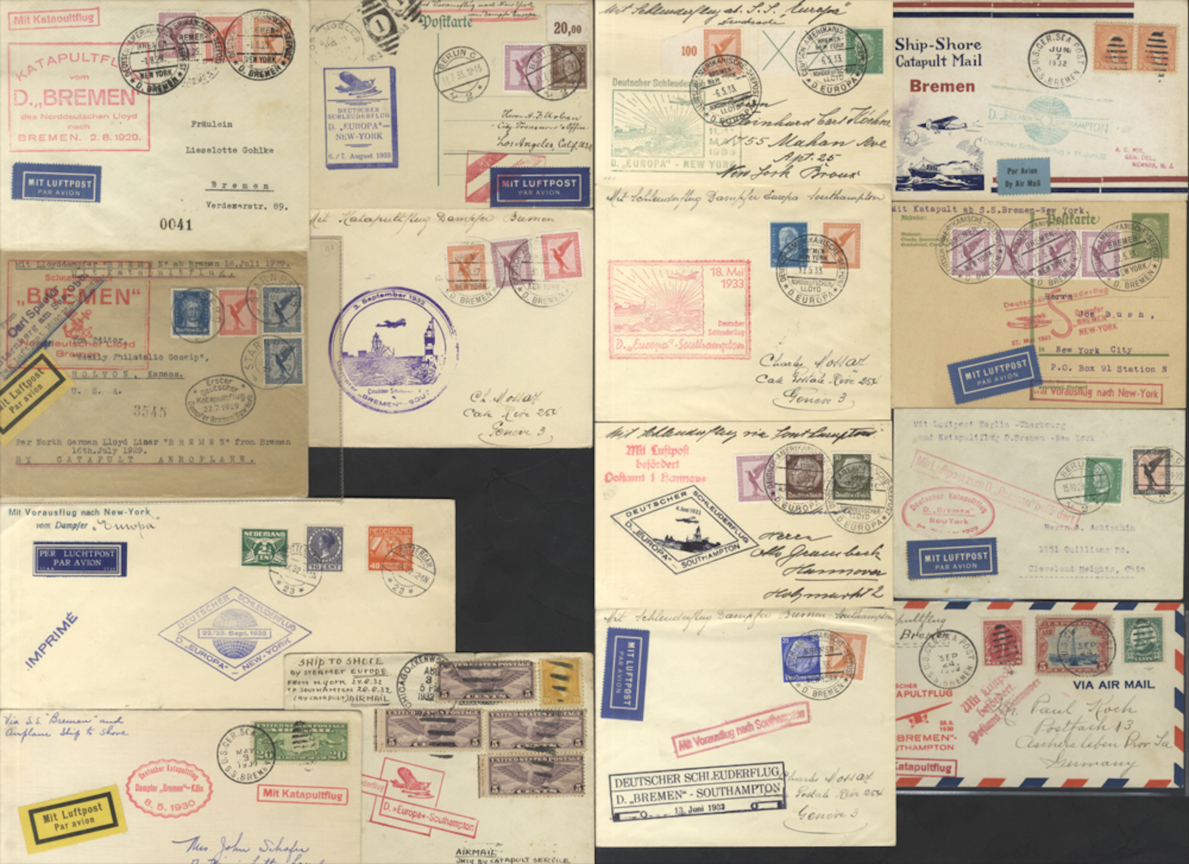 CATAPULT MAIL 1929-33 collection of covers or cards (45)...
