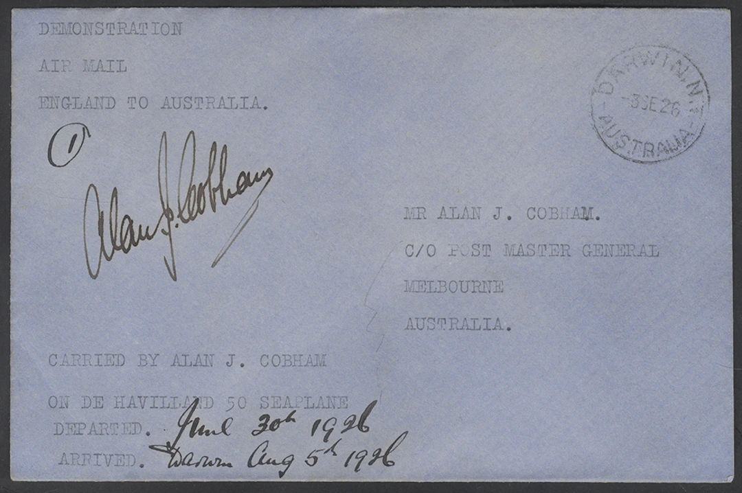 AUSTRALIA 1926 (30 June) Sir Alan Cobham London to...
