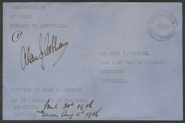 AUSTRALIA 1926 (30 June) Sir Alan Cobham London to...