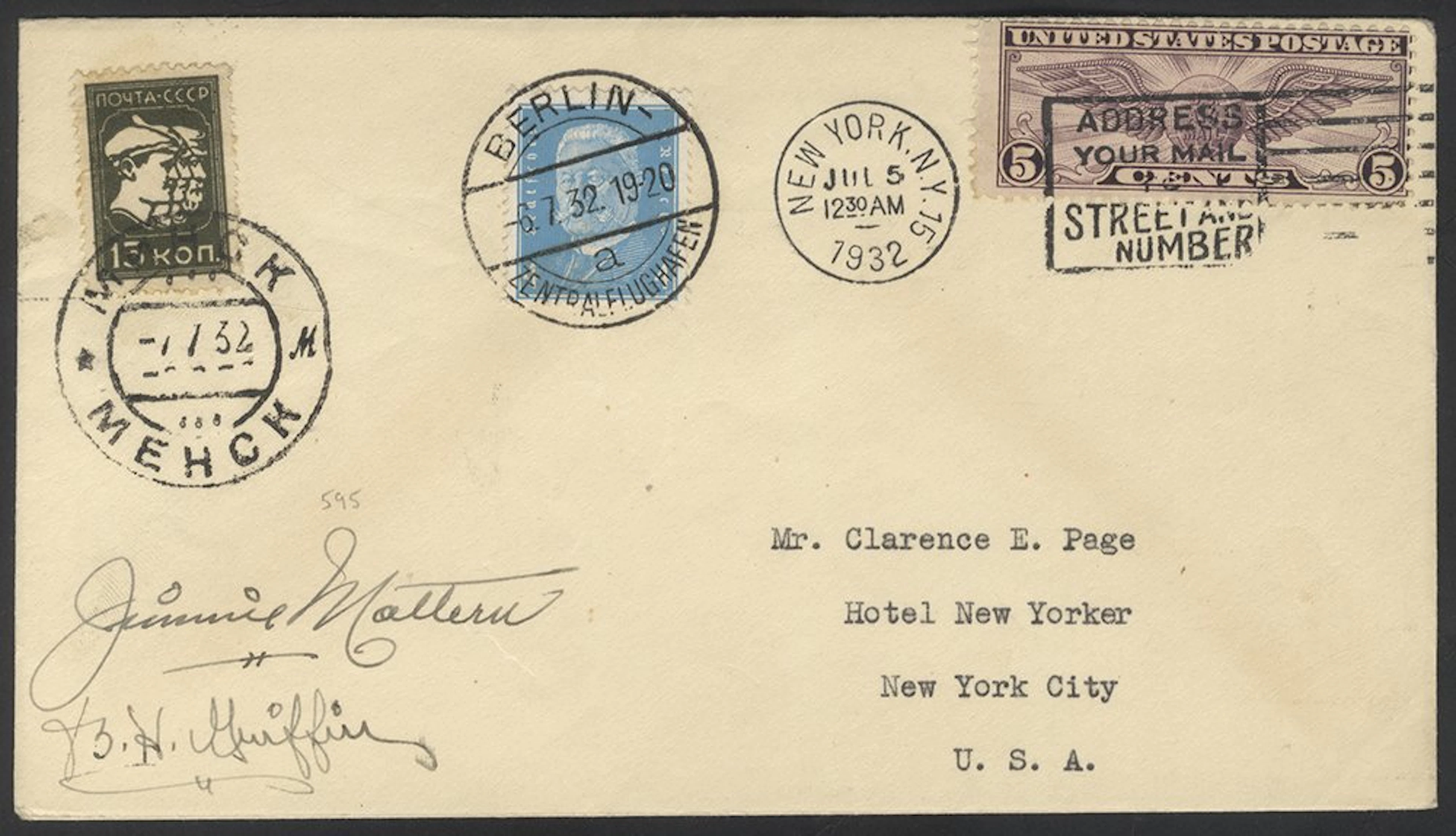 USA 1932 (Jul 5) Mattern and Griffin round the world...