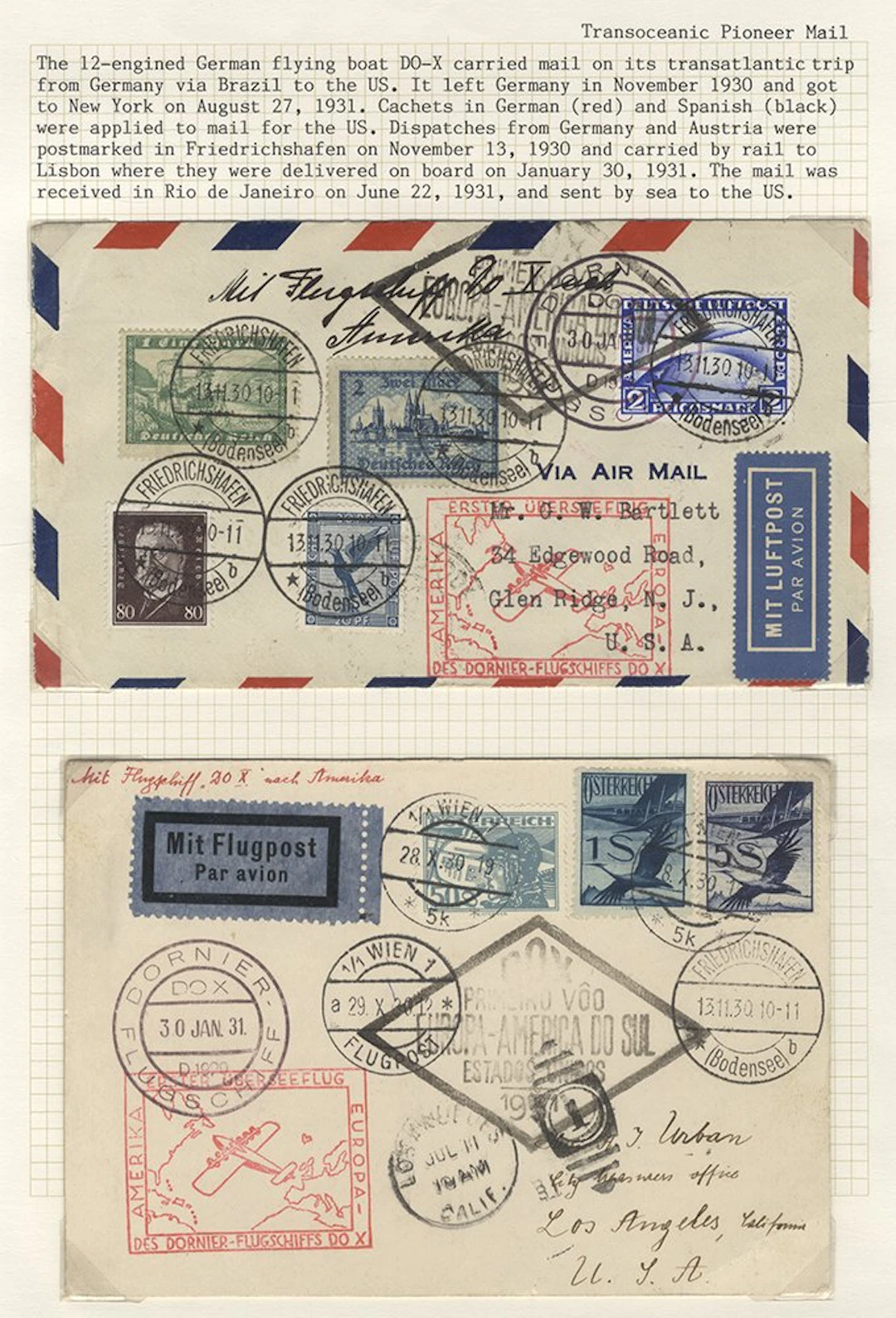 GERMANY 1931 Dornier Flying boat cover bearing Zeppelin 2r plus 20pf