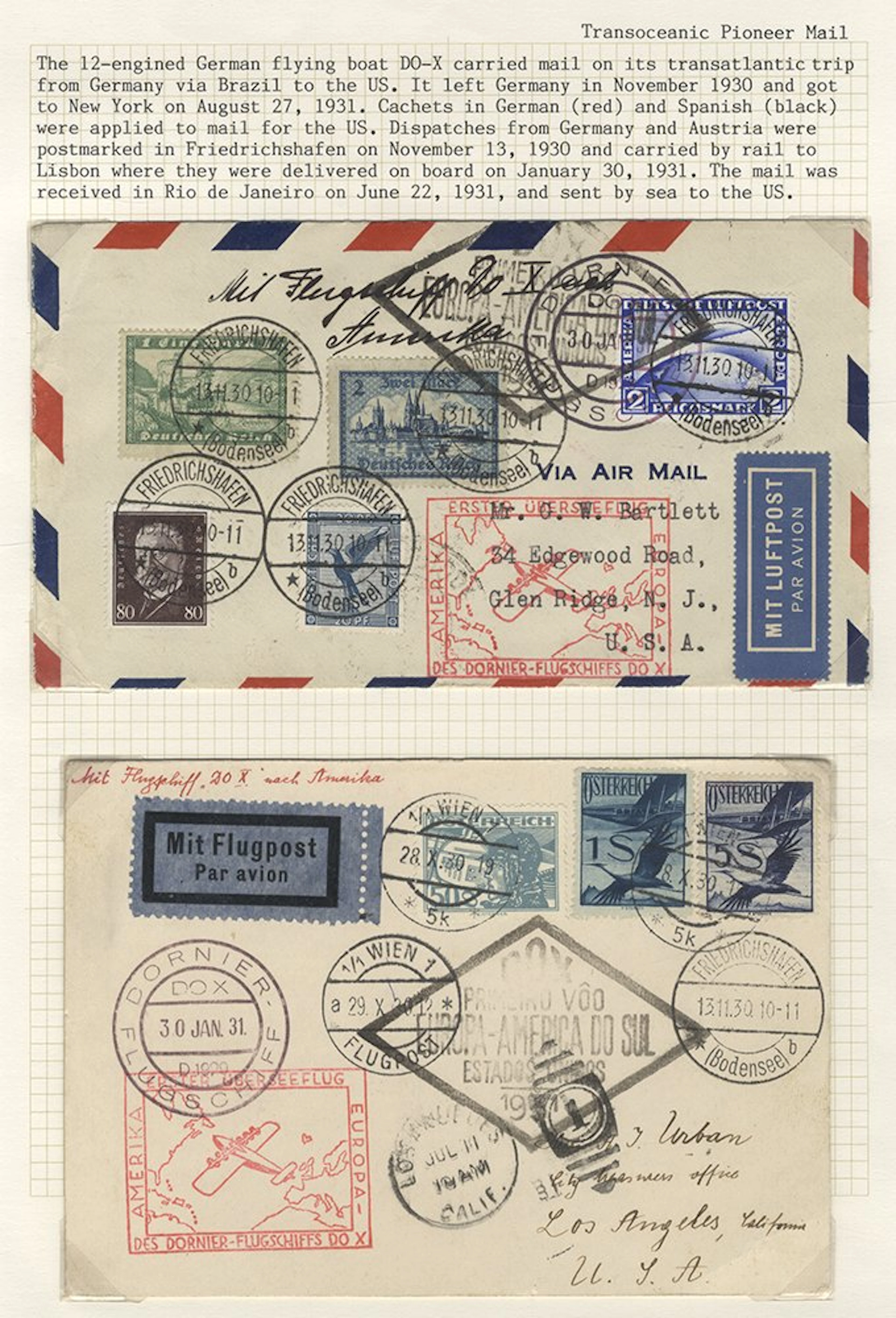GERMANY 1931 Dornier Flying boat cover bearing Zeppelin 2r plus 20pf