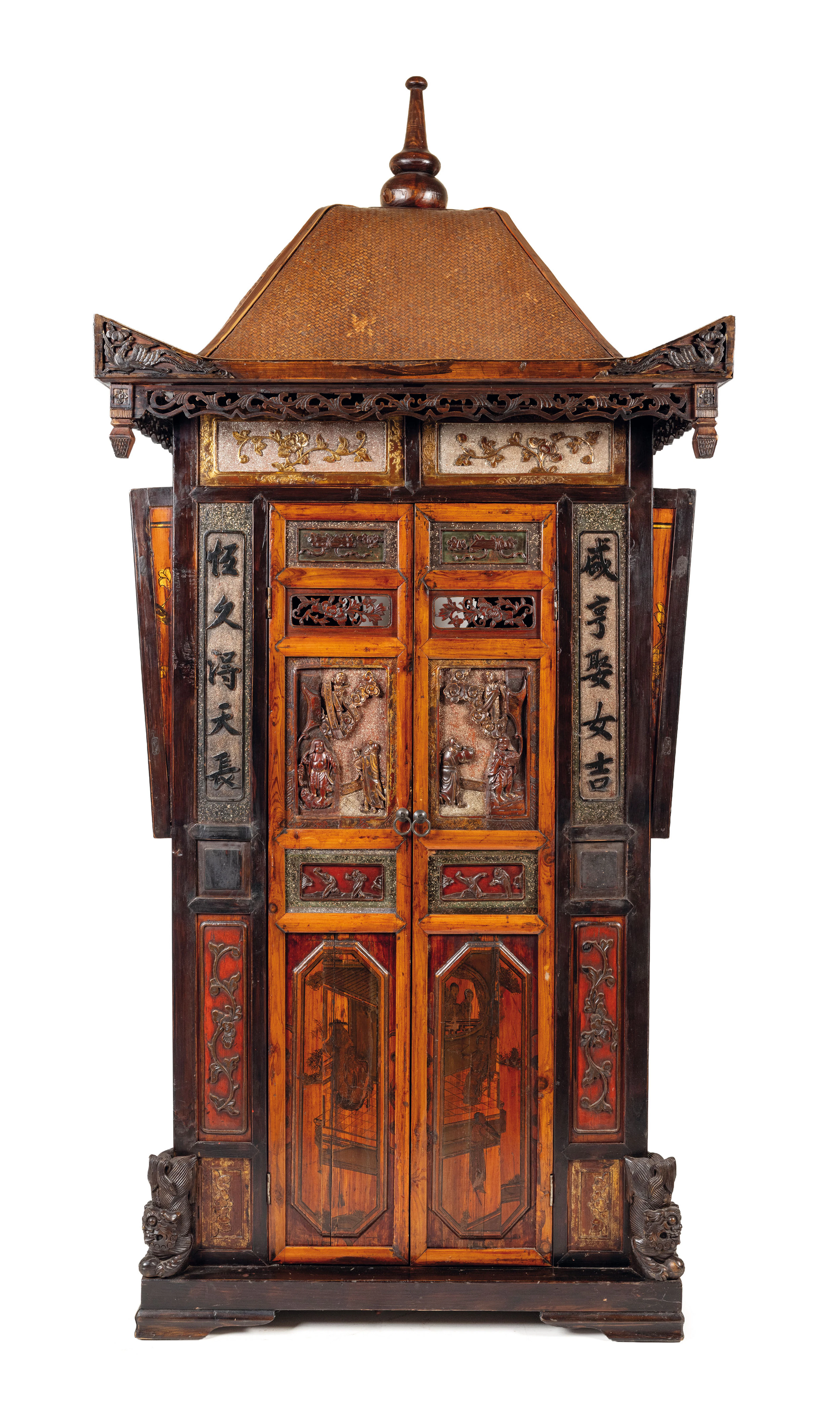 PORTANTINA DA MATRIMONIO IN LEGNO LACCATO E PARZIALMENTE DORATO, CINA