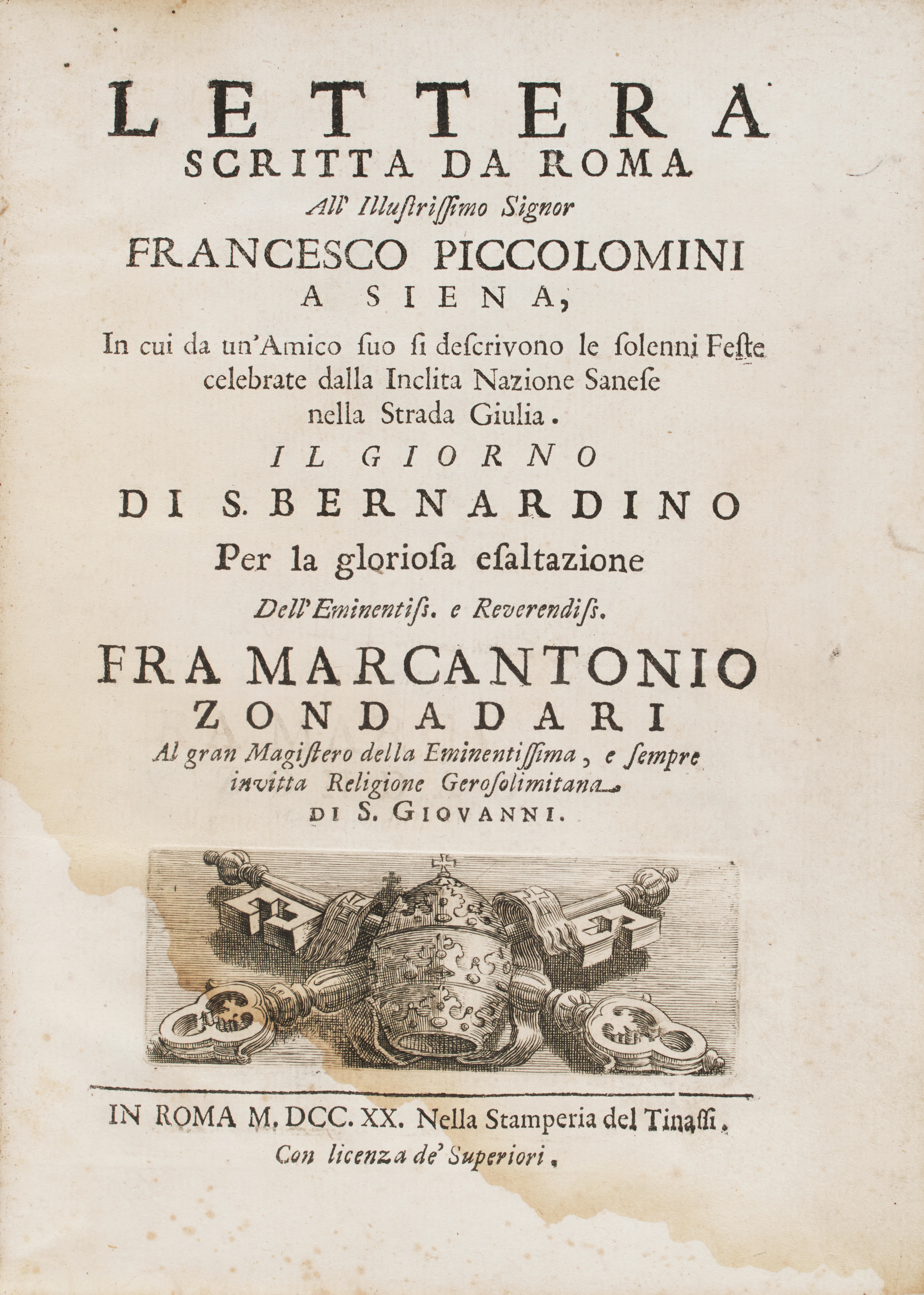 [MALTA - SIENA] Lettera scritta da Roma...per la gloriosa esaltazione