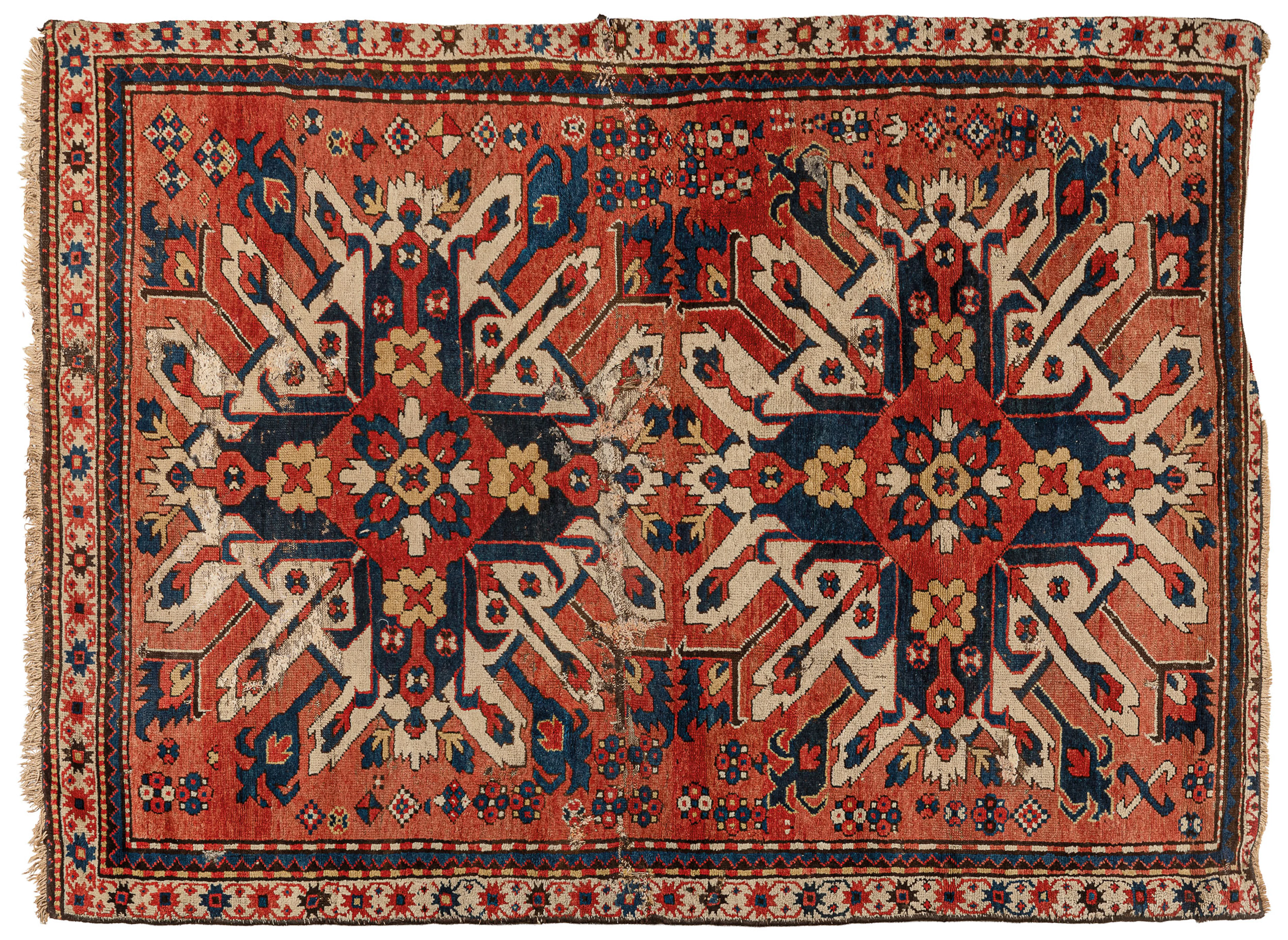 TAPPETO CAUCASICO KAZAK A DUE AQUILE, CIRCA 1900