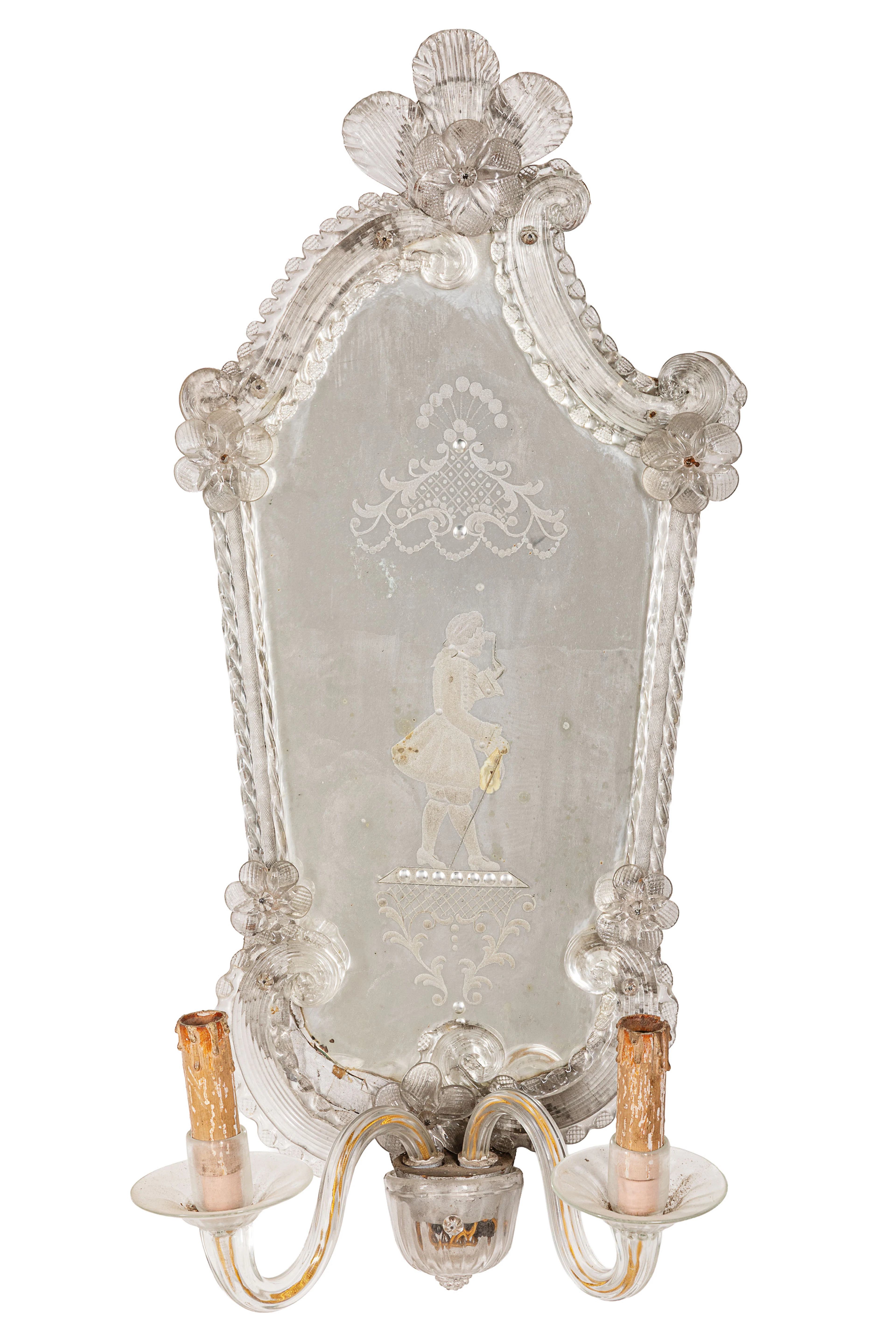 COPPIA DI SPECCHIERE IN VETRI INCISI, VENEZIA, XX SECOLO