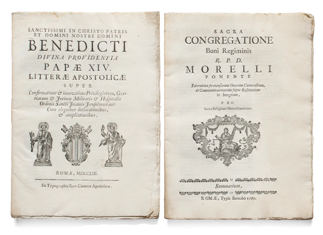 [MALTA - PRIVILEGI PONTIFICI]. Lotto di due opuscoli giuridici relativi