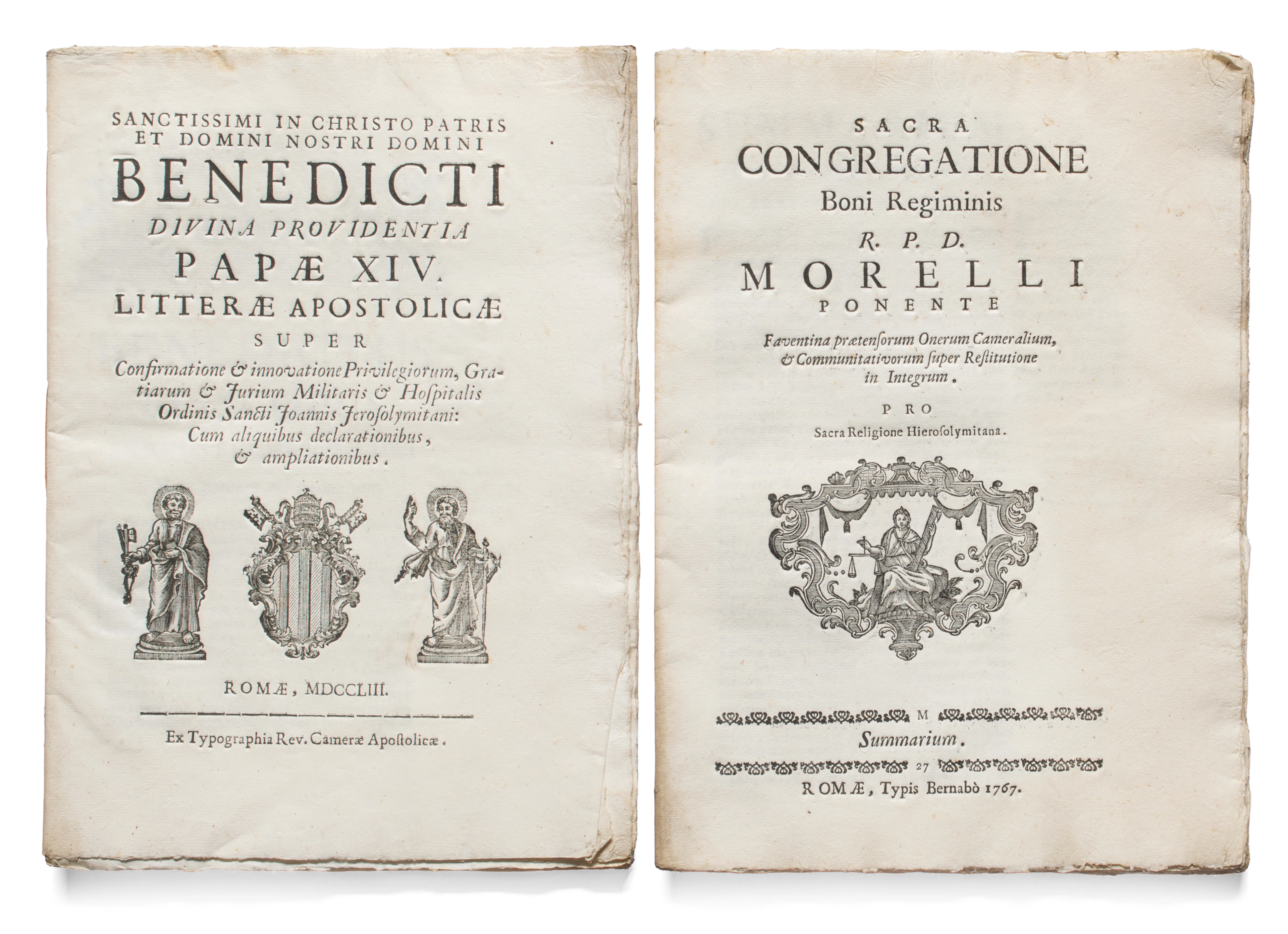 [MALTA - PRIVILEGI PONTIFICI]. Lotto di due opuscoli giuridici relativi