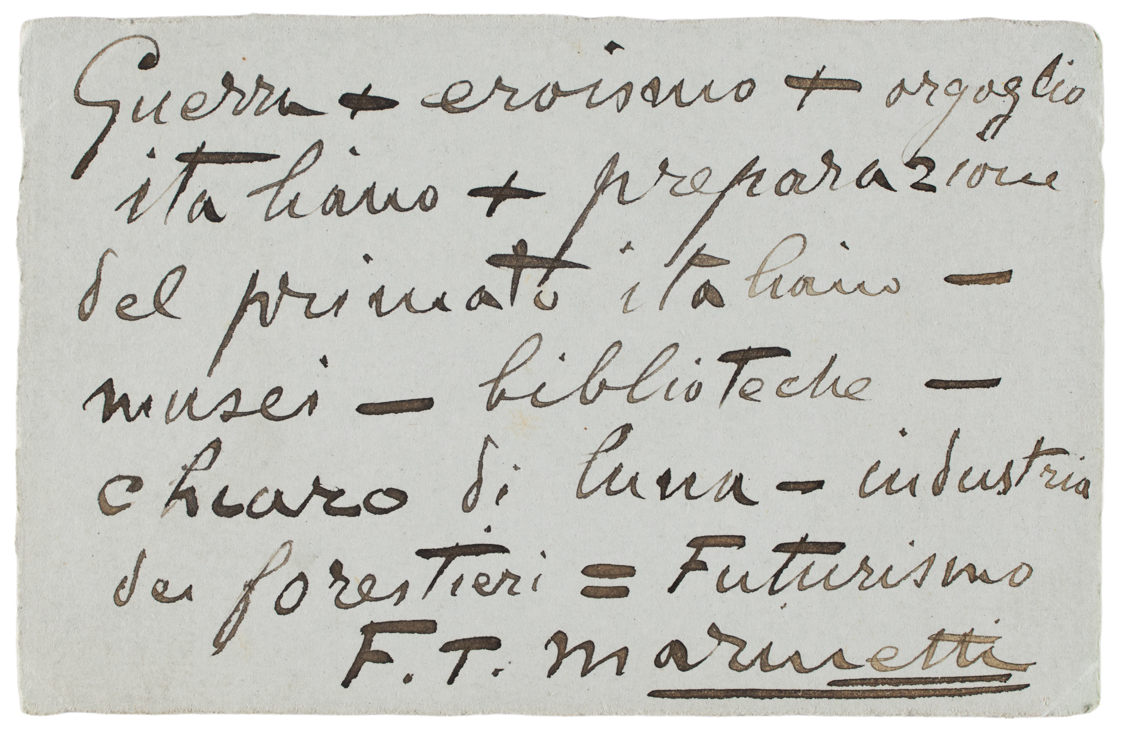 [FUTURISMO]. MARINETTI, Filippo Tommaso (1876-1944). Breve lettera