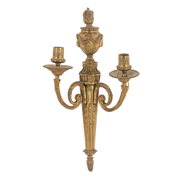 COPPIA DI APPLIQUE IN BRONZO DORATO, XX SECOLO