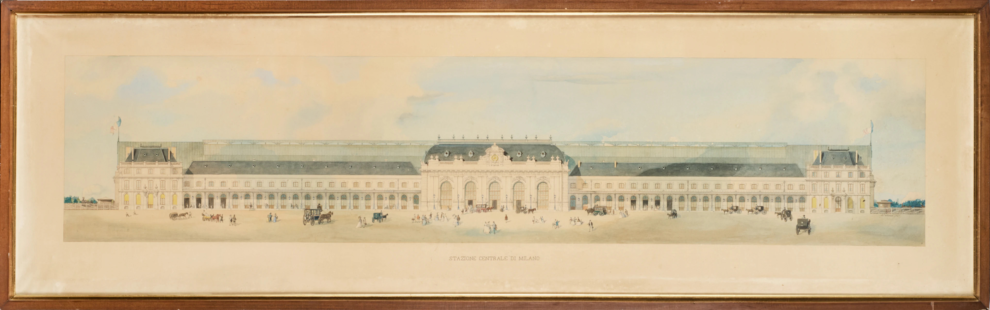 [MILANO]. "Veduta della Stazione Centrale di Milano" Grande disegno