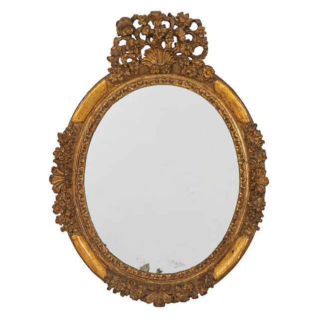 SPECCHIERA IN LEGNO E PASTIGLIA DORATA, XIX SECOLO